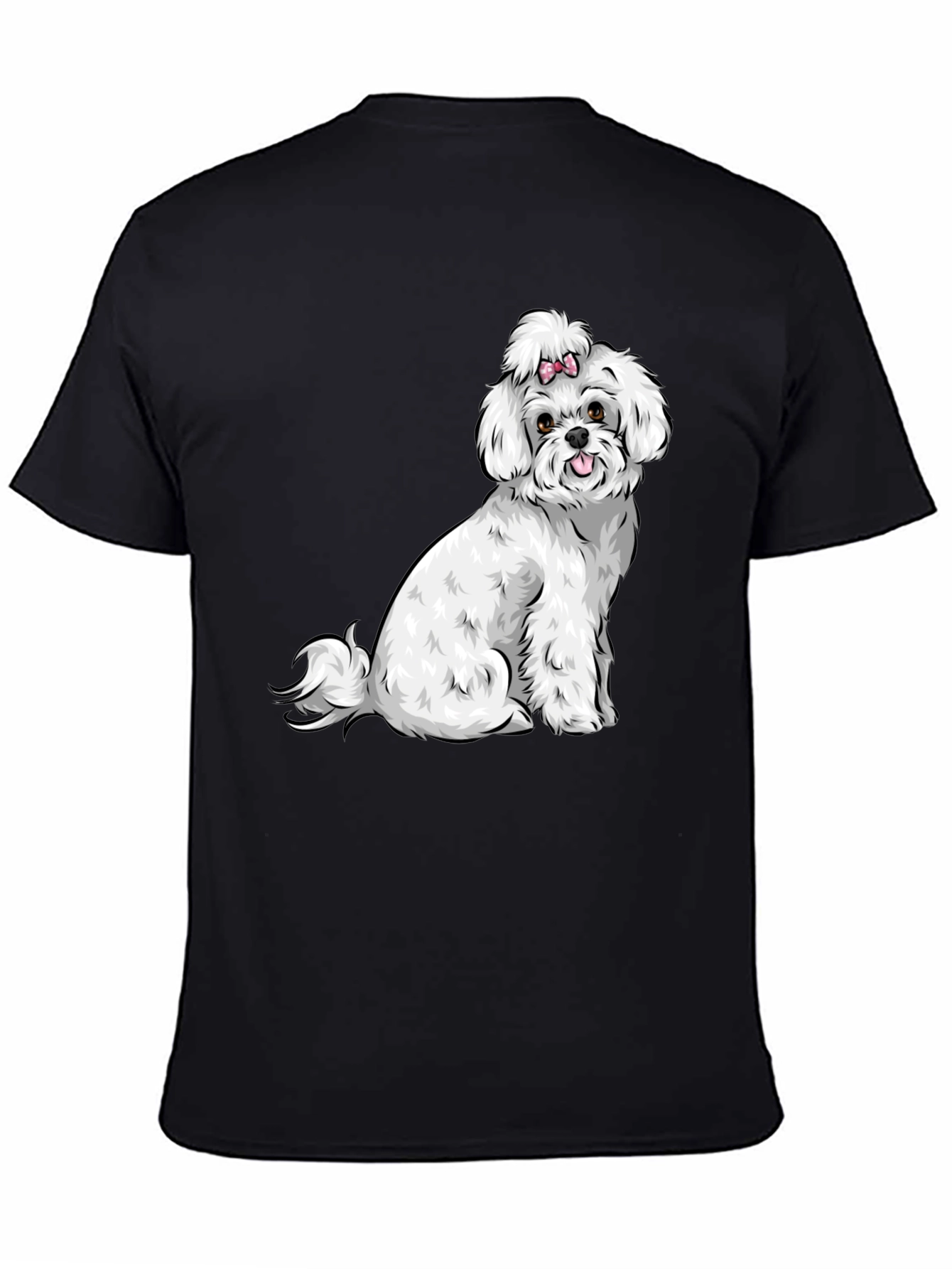 Black Cute Dog Graphic Tee - Black Cotton T-Shirt view 4