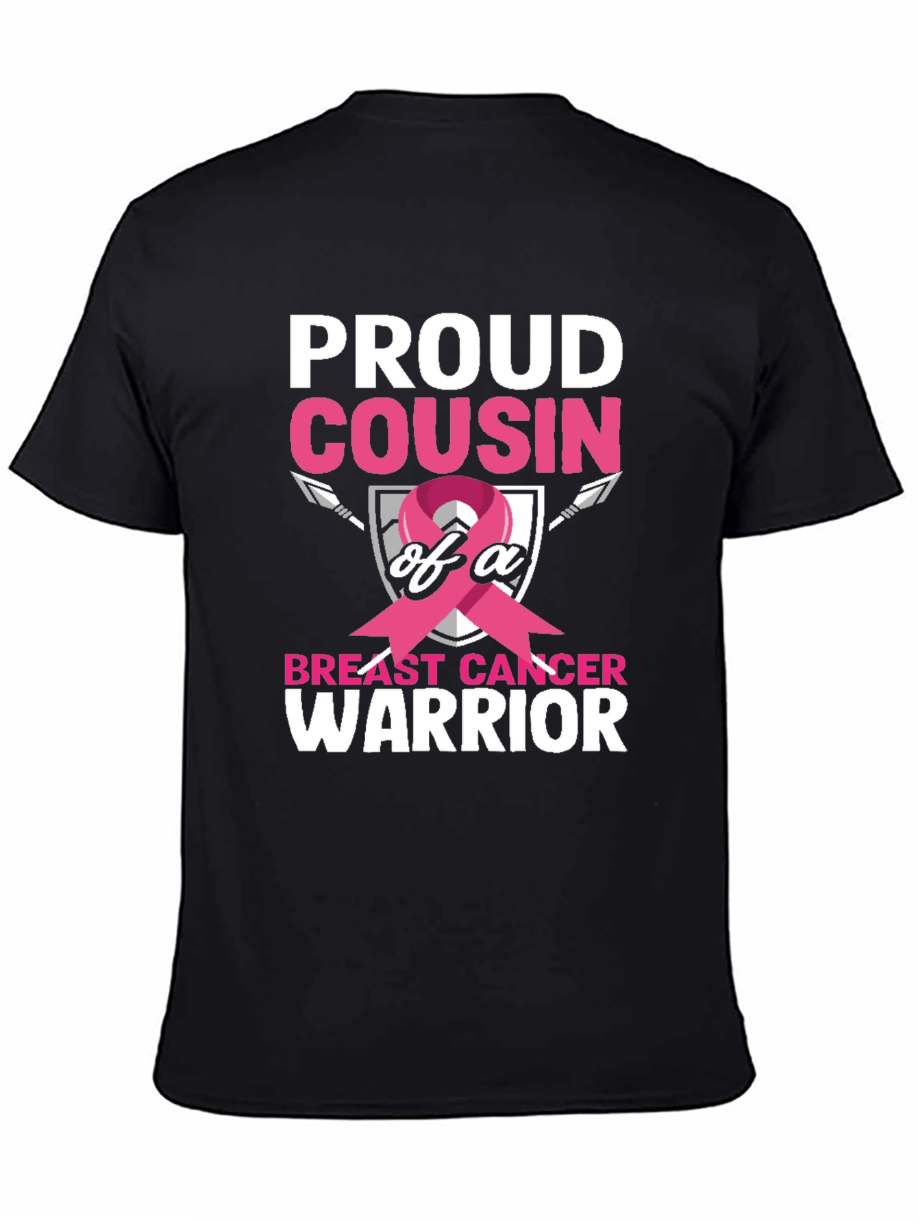Black Proud Cousin Breast Cancer Warrior T-Shirt view 4