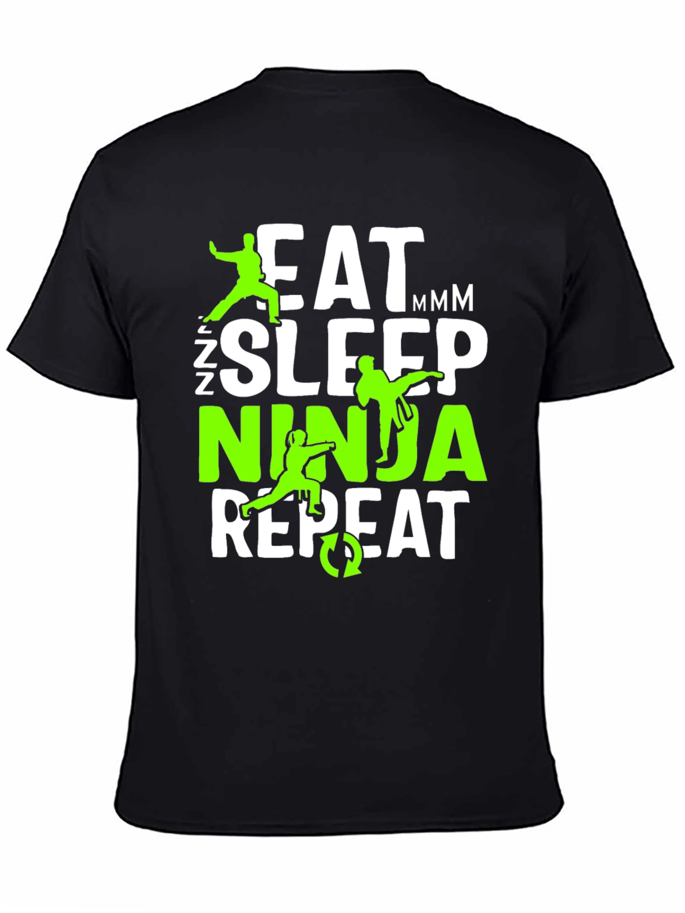 Black Eat Sleep Ninja Repeat Graphic Tee view 4