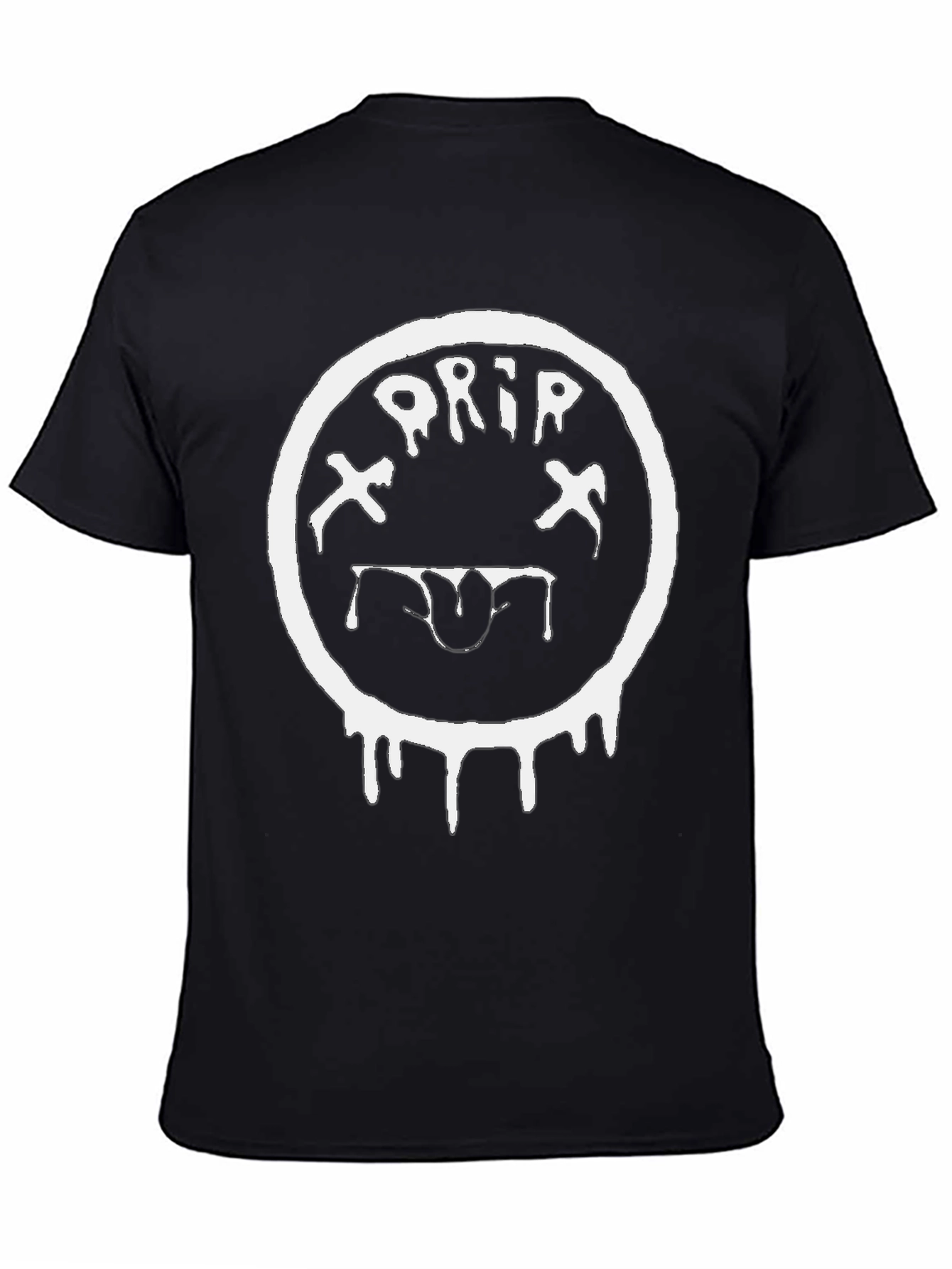 Black Drip Smiley Face Black T-Shirt - Unique Graphic Tee view 4