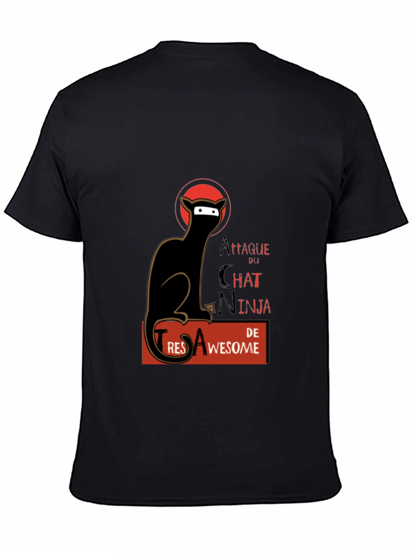 Black Attaque du Chat Ninja T-shirt view 4