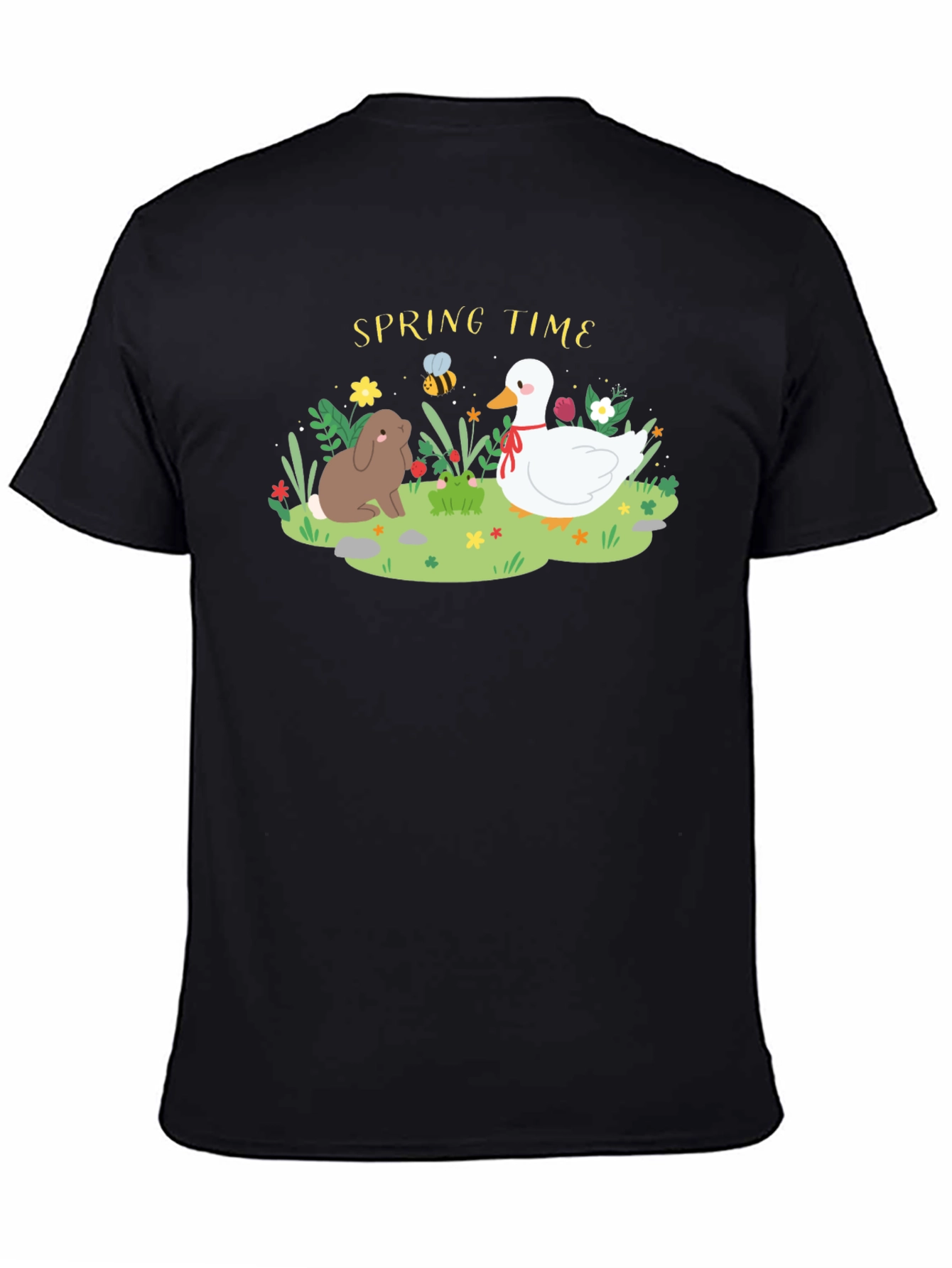 Black Spring Time Rabbit & Duck Graphic Tee view 4