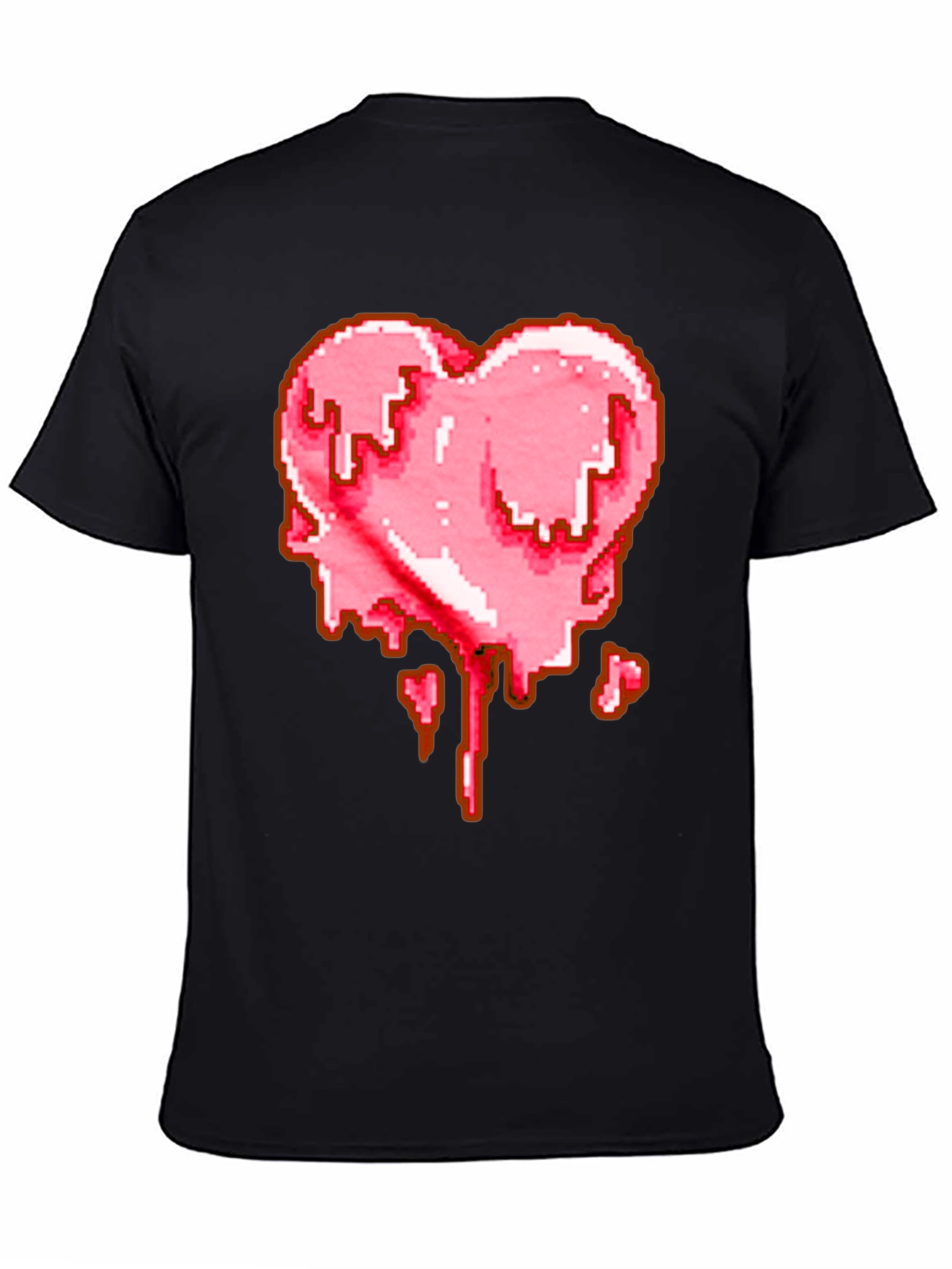 Black Pixelated Melting Heart Graphic T-Shirt view 4