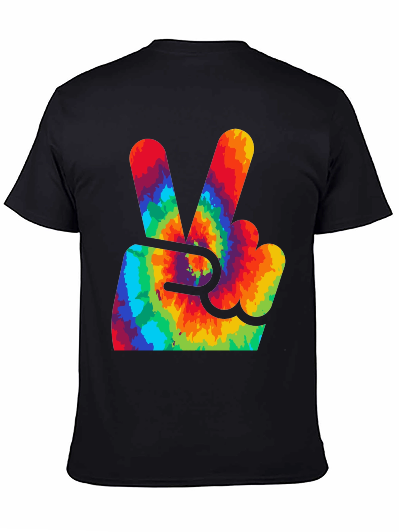 Black Peace Sign Tie-Dye Graphic Tee view 4