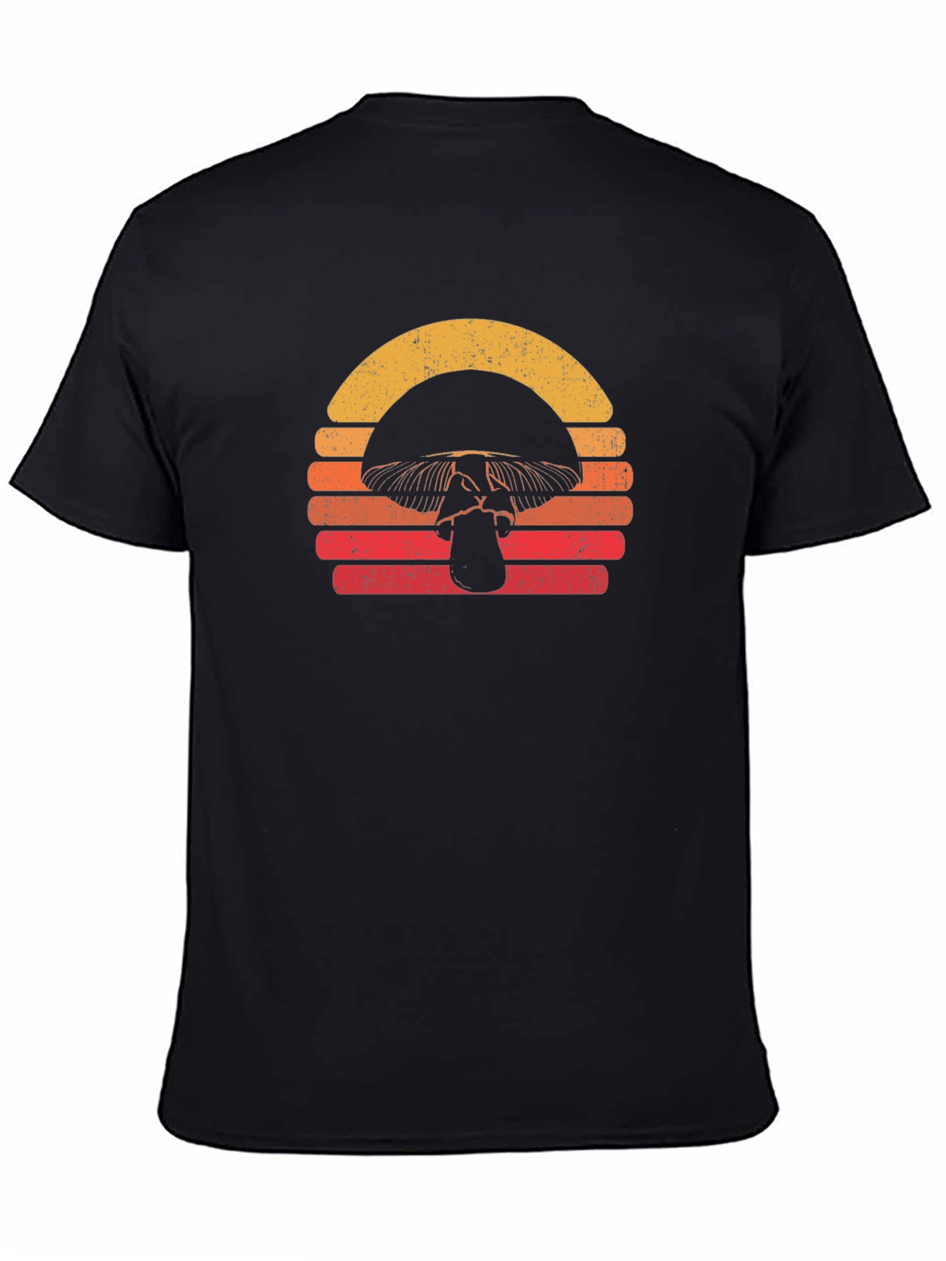 Black Retro Mushroom Sunset Graphic Tee - Black view 4