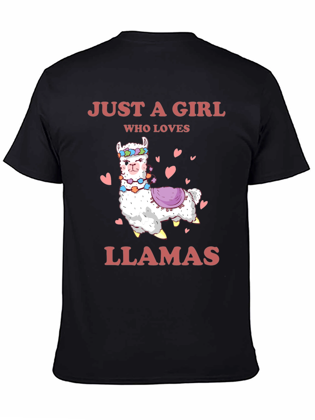 Black Just A Girl Who Loves Llamas T-Shirt view 4