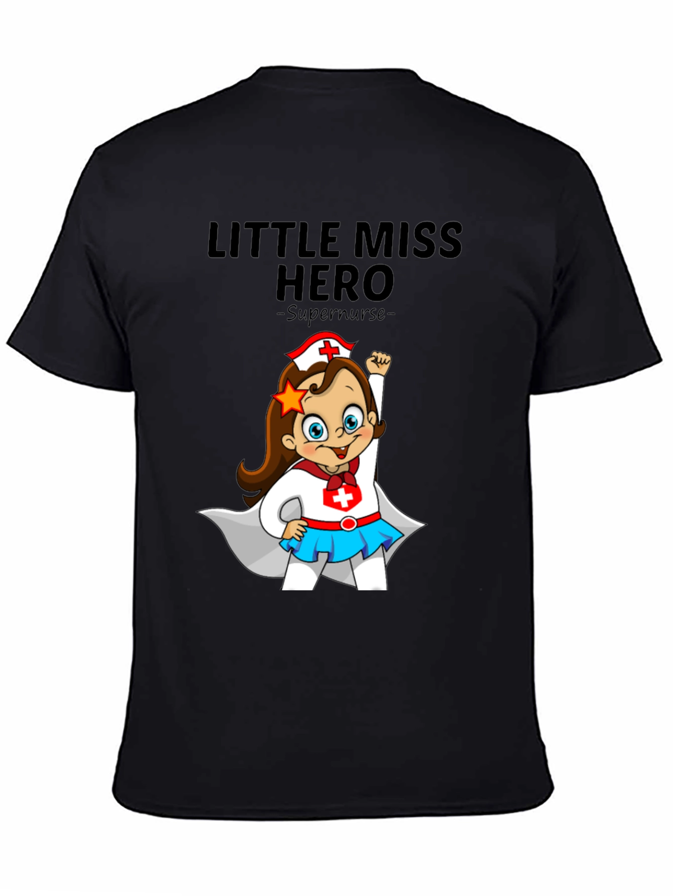Black Little Miss Hero Supernurse Graphic Tee view 4