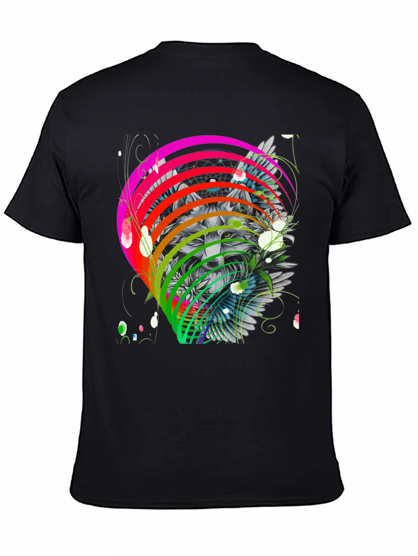 Black Wolf Rainbow T-Shirt - Men's Graphic Tee view 4