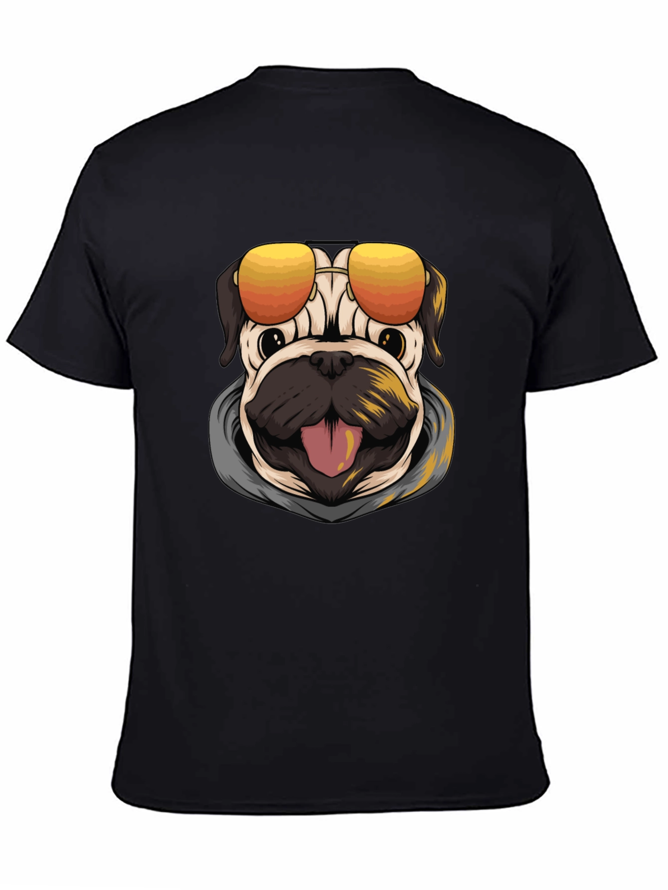 Black Cool Pug Graphic T-Shirt view 4