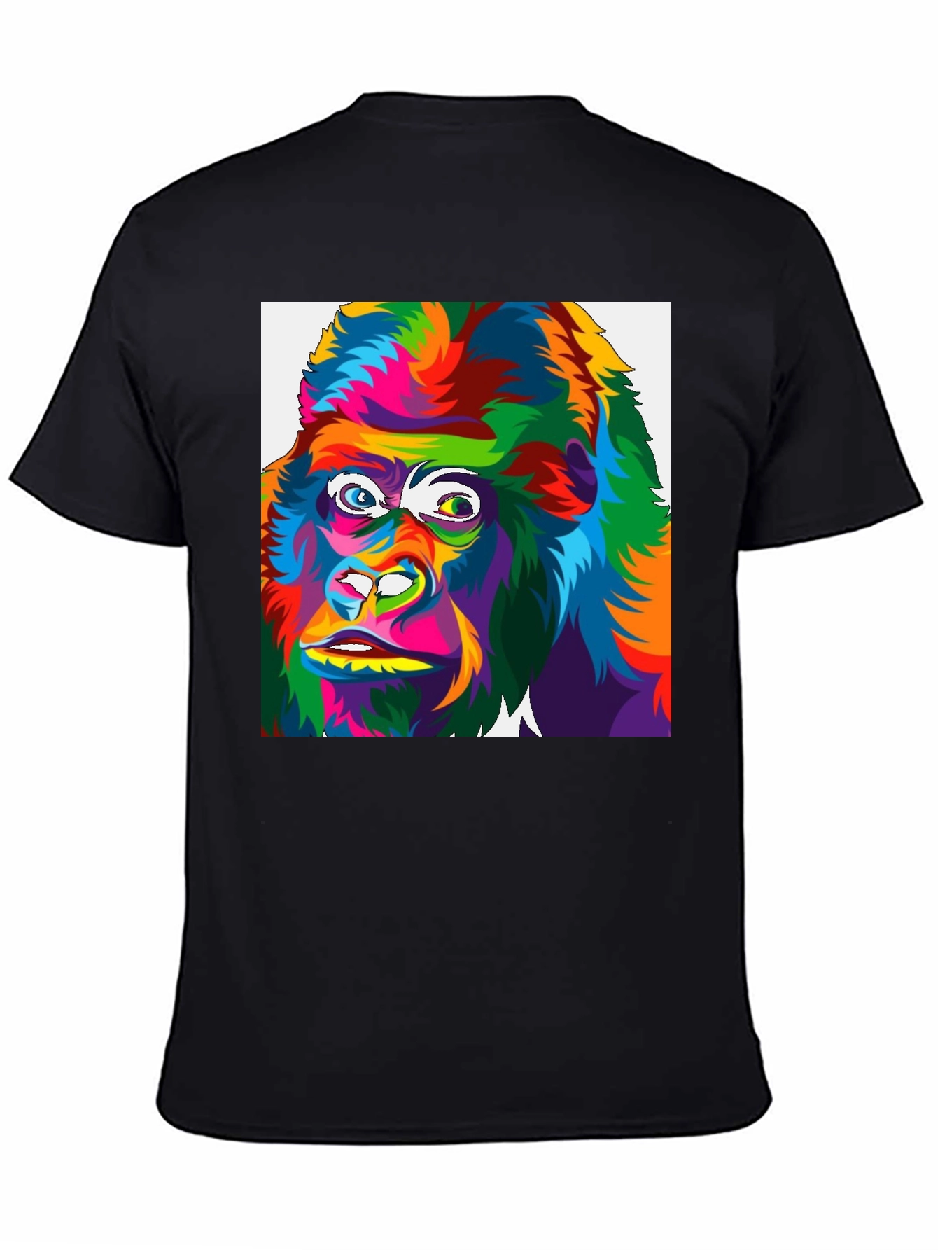 Black Colorful Gorilla Graphic Print Black T-Shirt view 4