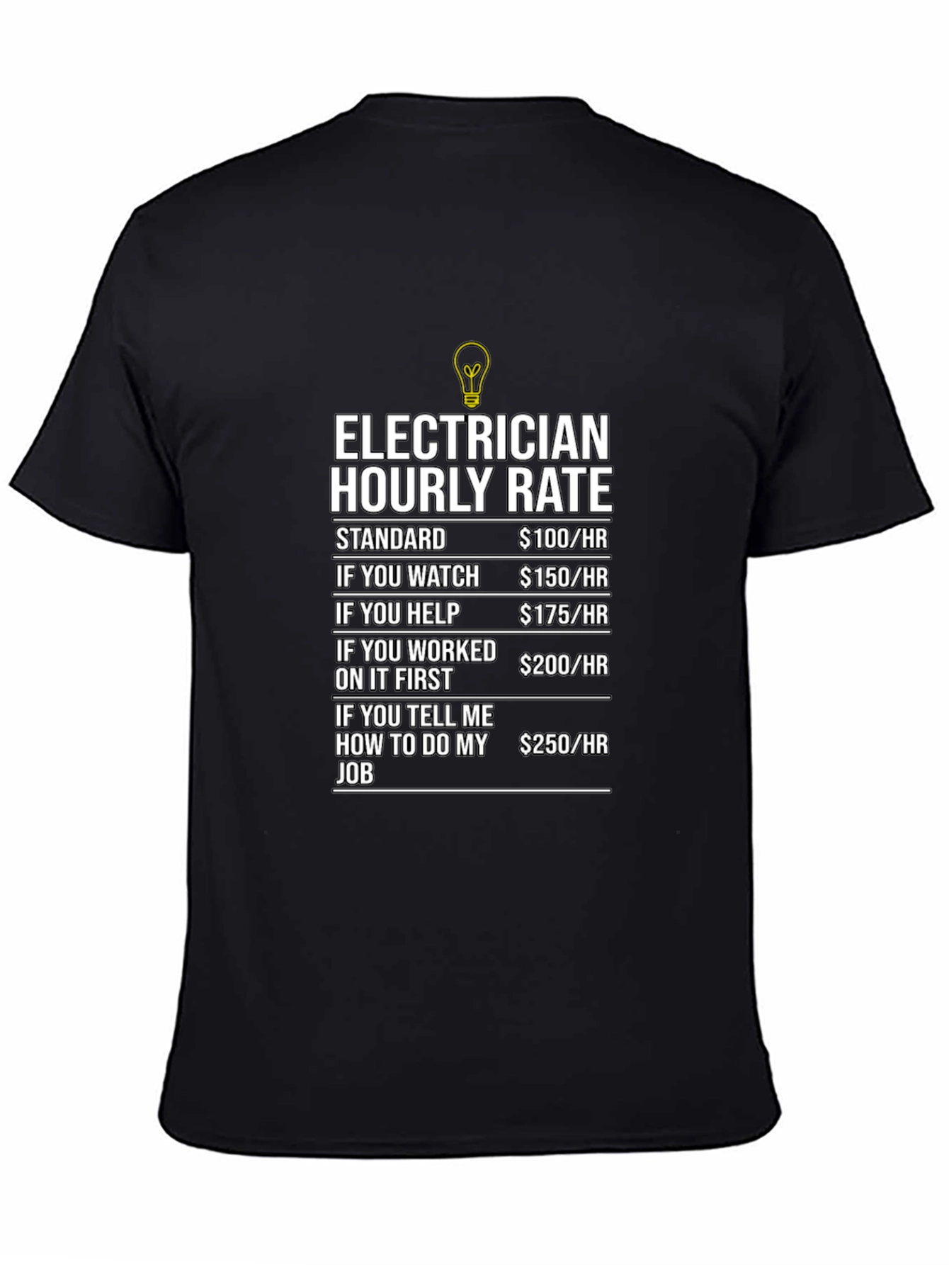 Electrician Hourly Rate Humor Graphic T-Shirt - 4