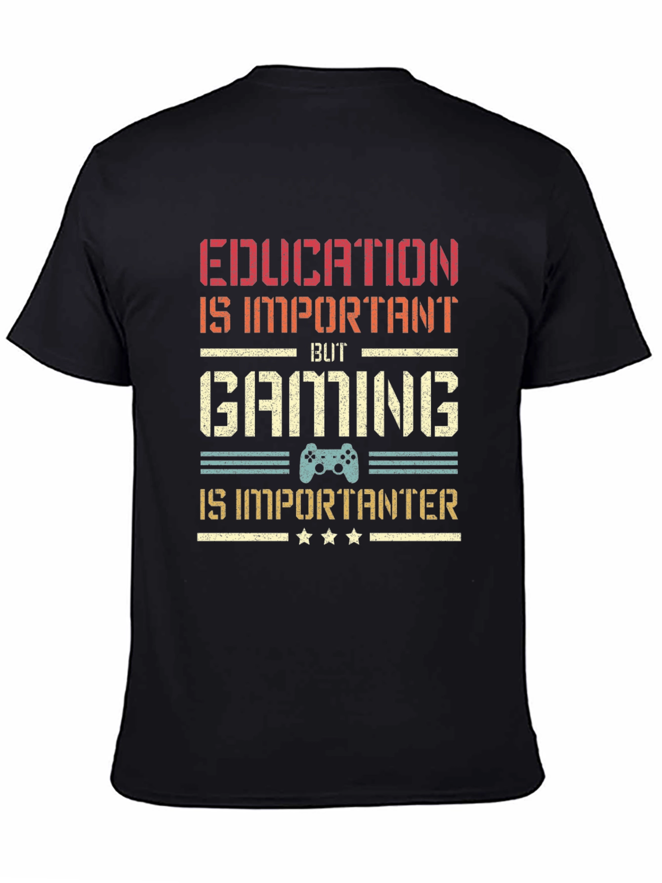 Black Gaming is Importanter T-Shirt - Gamer Gift view 4