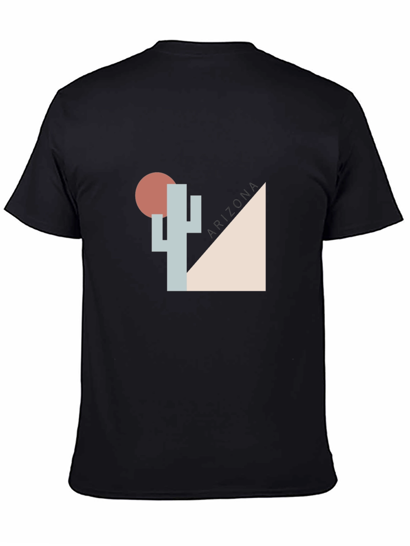Black Geometric Desert Cactus Graphic Tee view 4