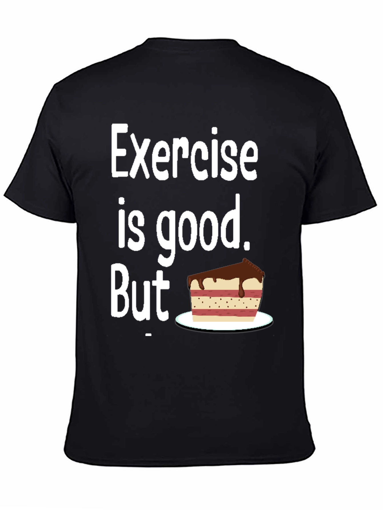 Black Funny Exercise Cake Lover T-Shirt view 4