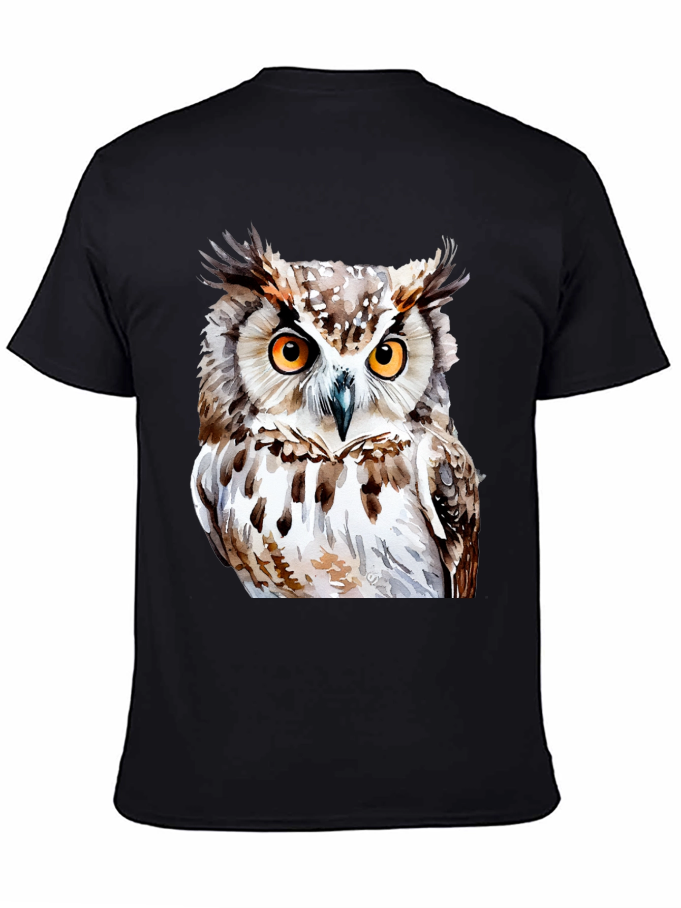 Black Owl Graphic Print T-Shirt - Black view 4
