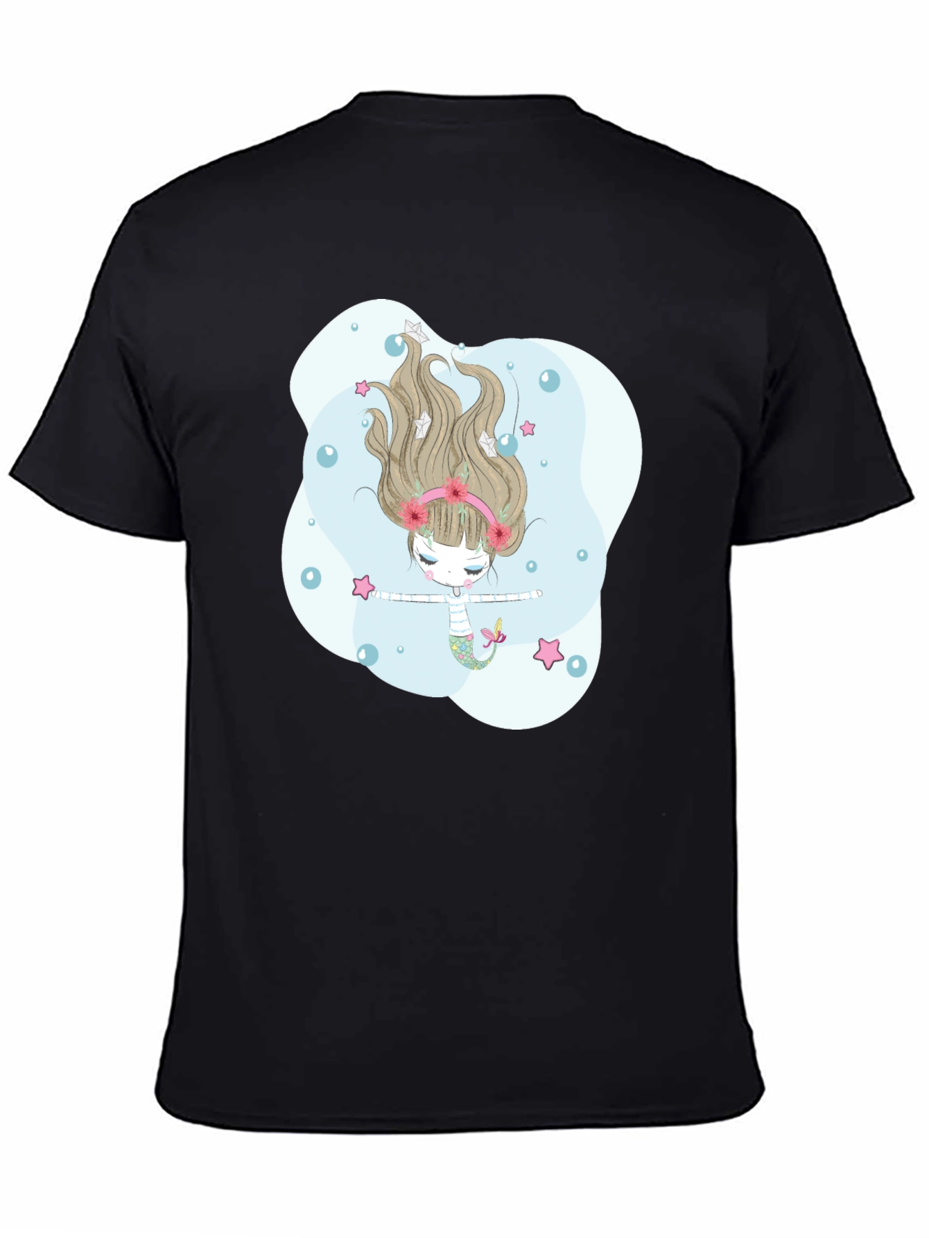 Black Mermaid Graphic Tee - Men's Black T-Shirt view 4
