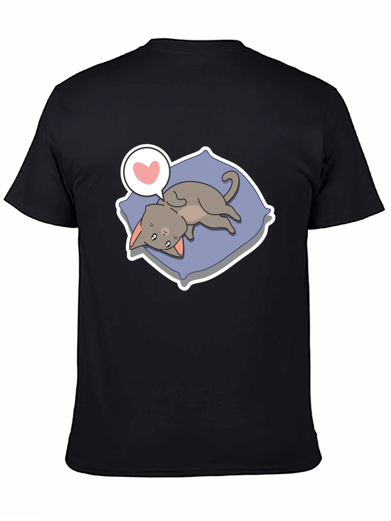 Black Cute Cartoon Cat T-Shirt view 4