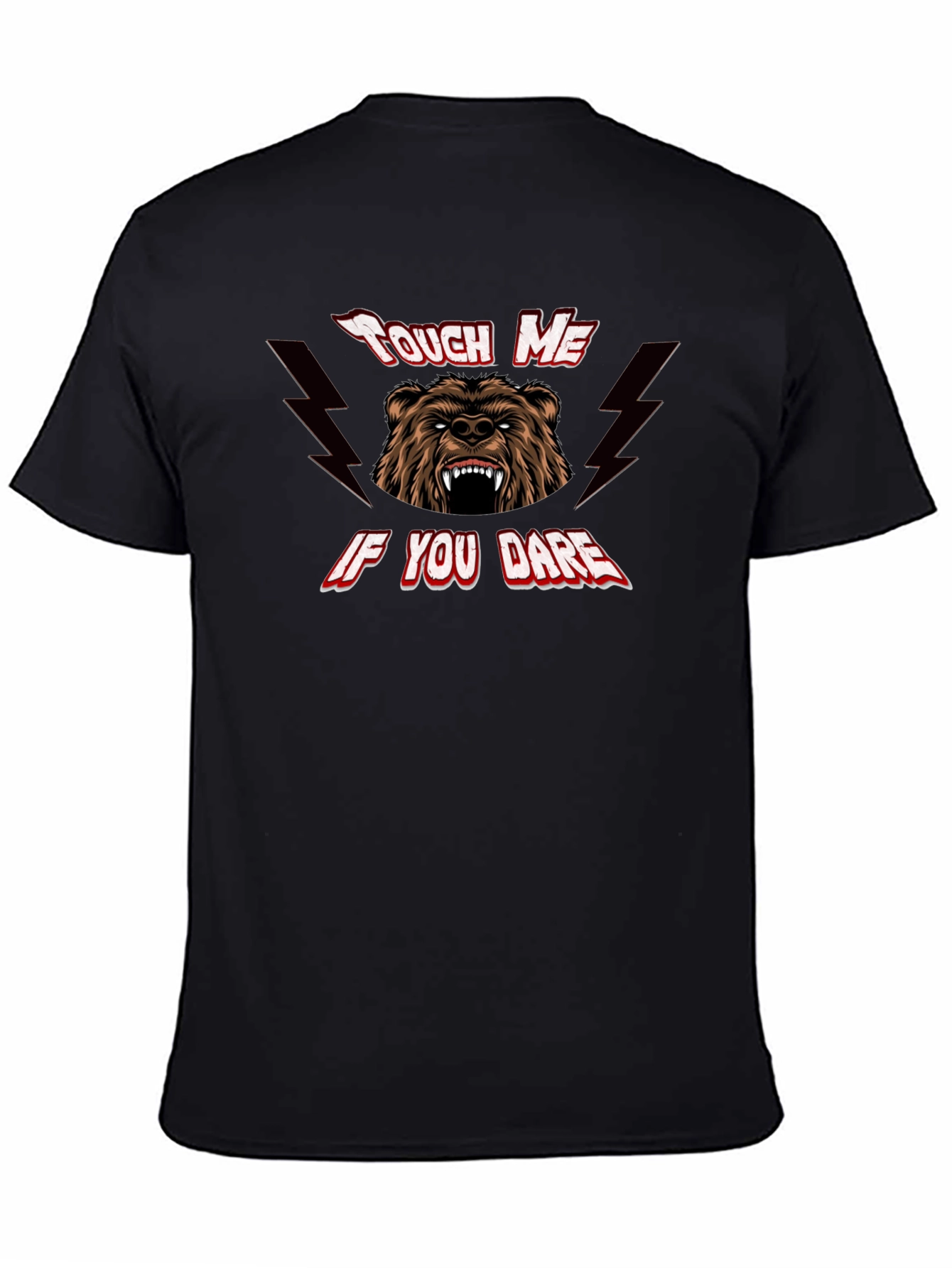 Black Touch Me If You Dare Bear Graphic Tee - Black view 4