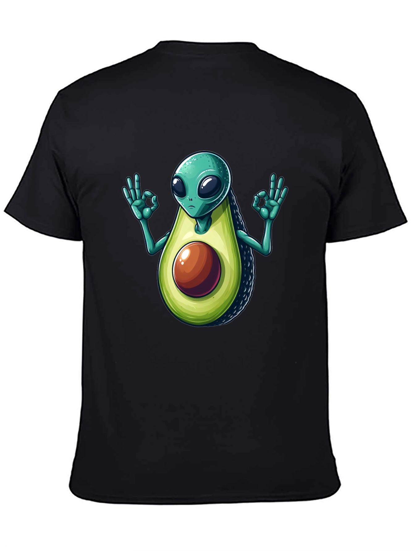 Black Alien Avocado T-Shirt - Funny Graphic Tee view 4