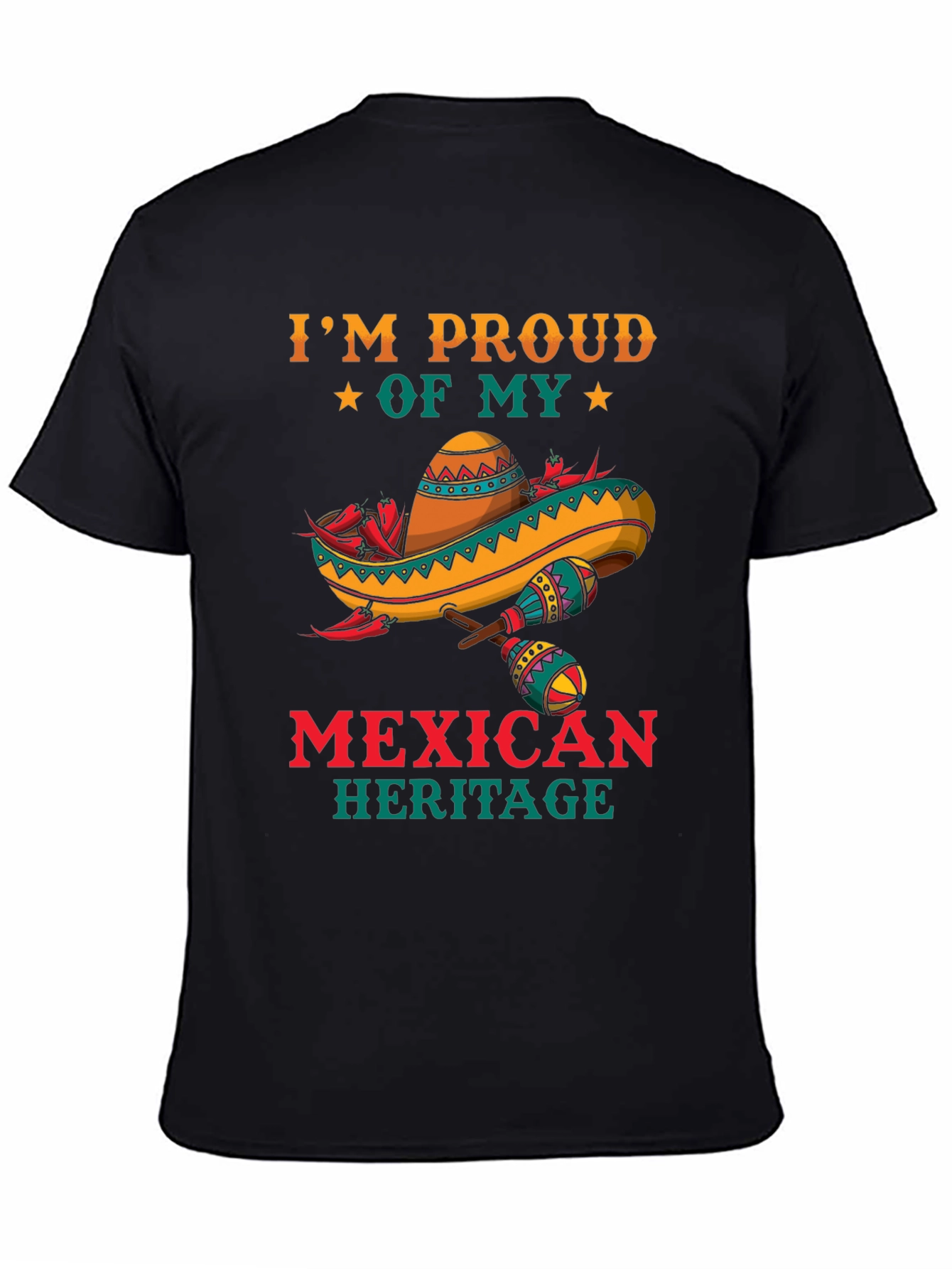 Black Proud Mexican Heritage Graphic T-Shirt - Black view 4