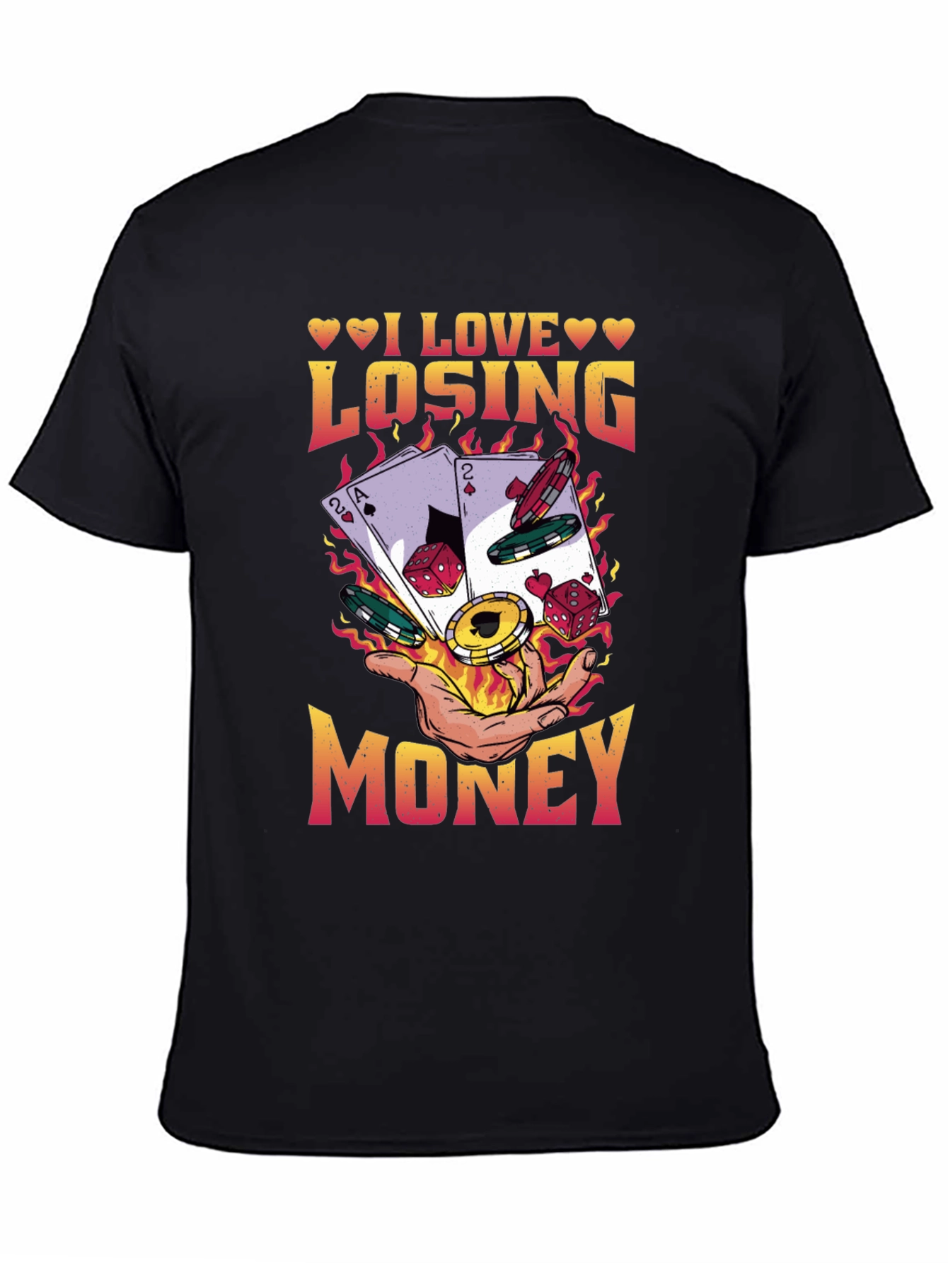 Black I Love Losing Money Funny Poker Gambling T-Shirt view 4