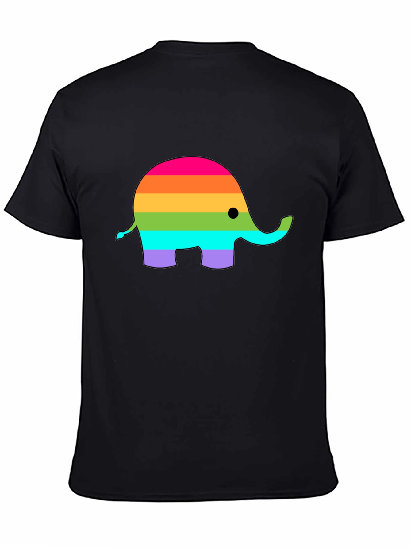 Black Rainbow Elephant Graphic T-Shirt view 4