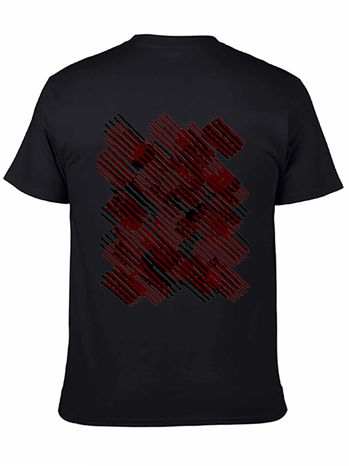 Black Abstract Line Pattern T-Shirt view 4