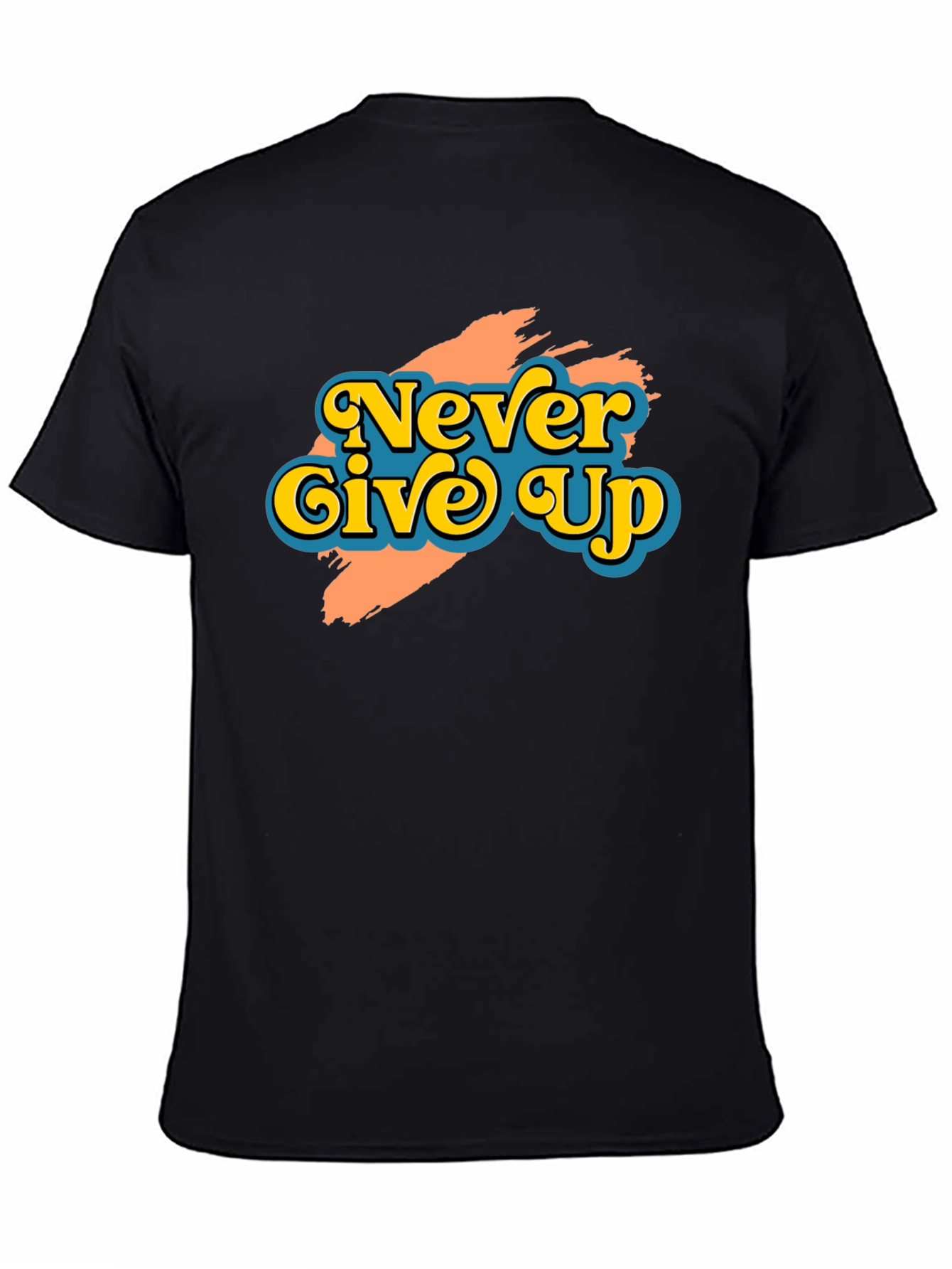 Black Never Give Up Retro Graphic T-Shirt view 4