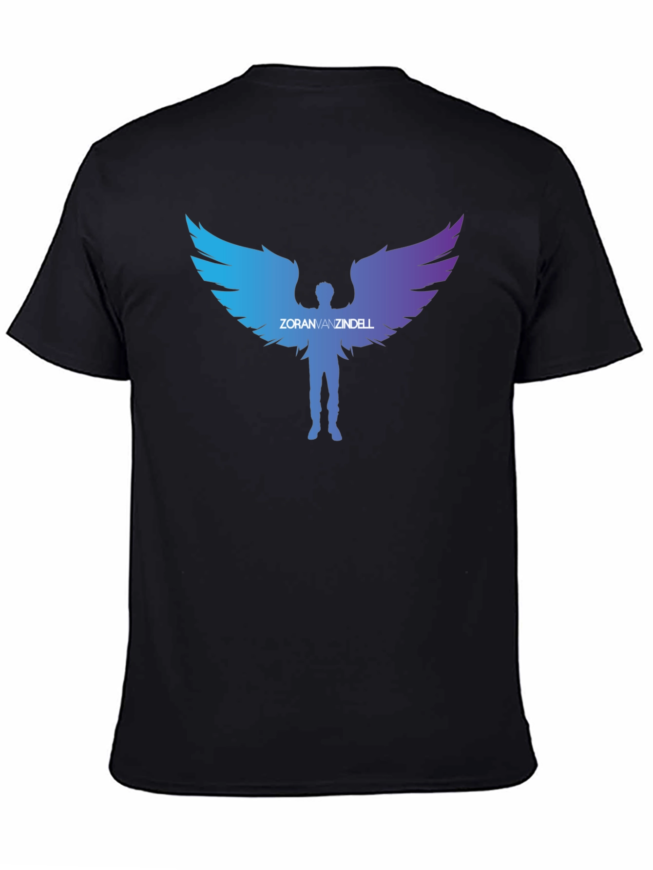 Black ZoranVanzindell Angel Wings Black T-Shirt view 4