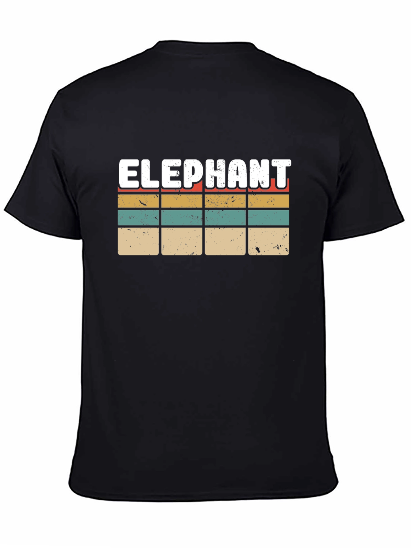 Black Retro Elephant Graphic T-Shirt | Vintage Striped Tee view 4