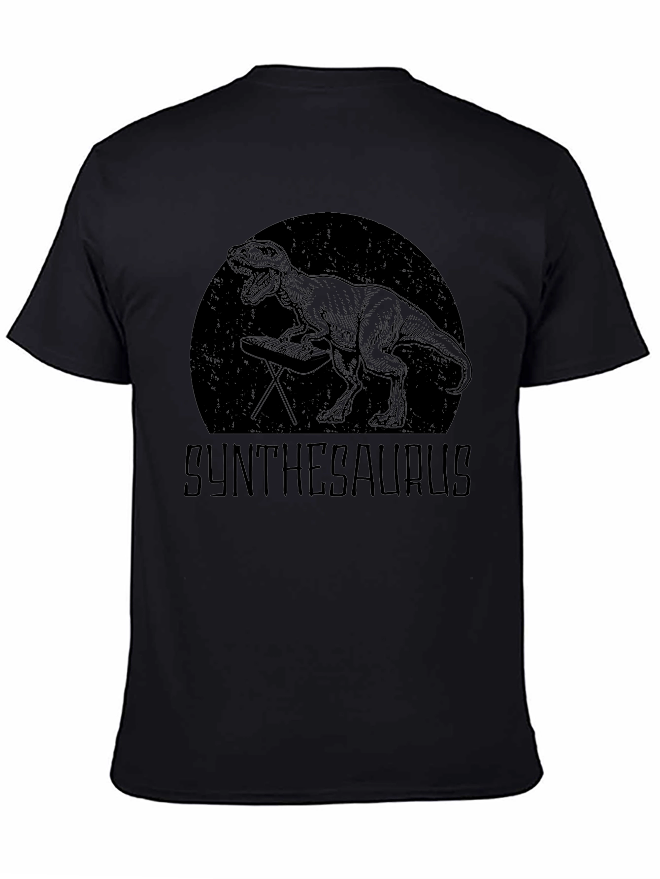 Black Synthesaurus T-Shirt - Dinosaur DJ Graphic Tee view 4
