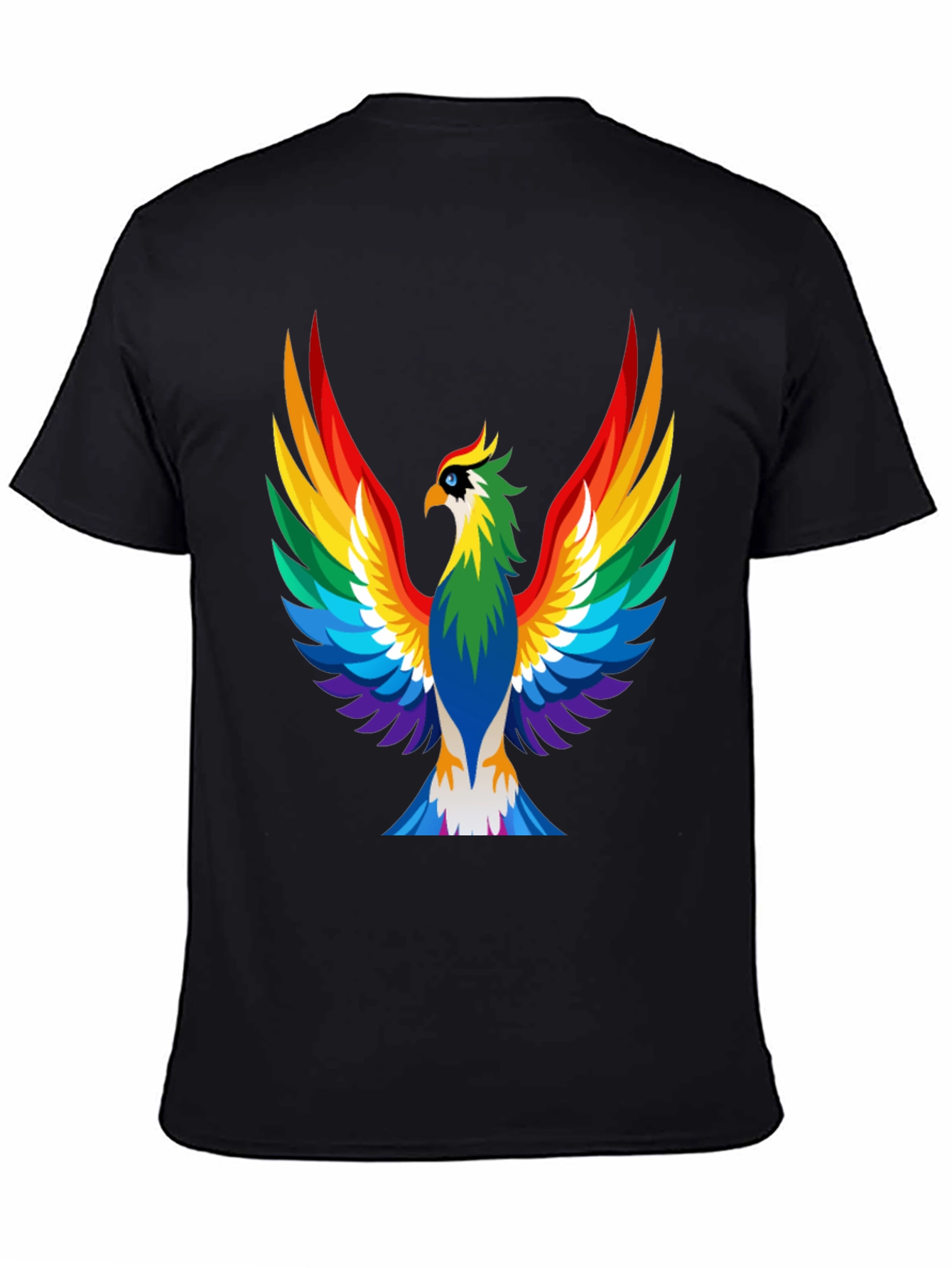 Black Rainbow Phoenix Graphic Tee - Bold Black Shirt view 4