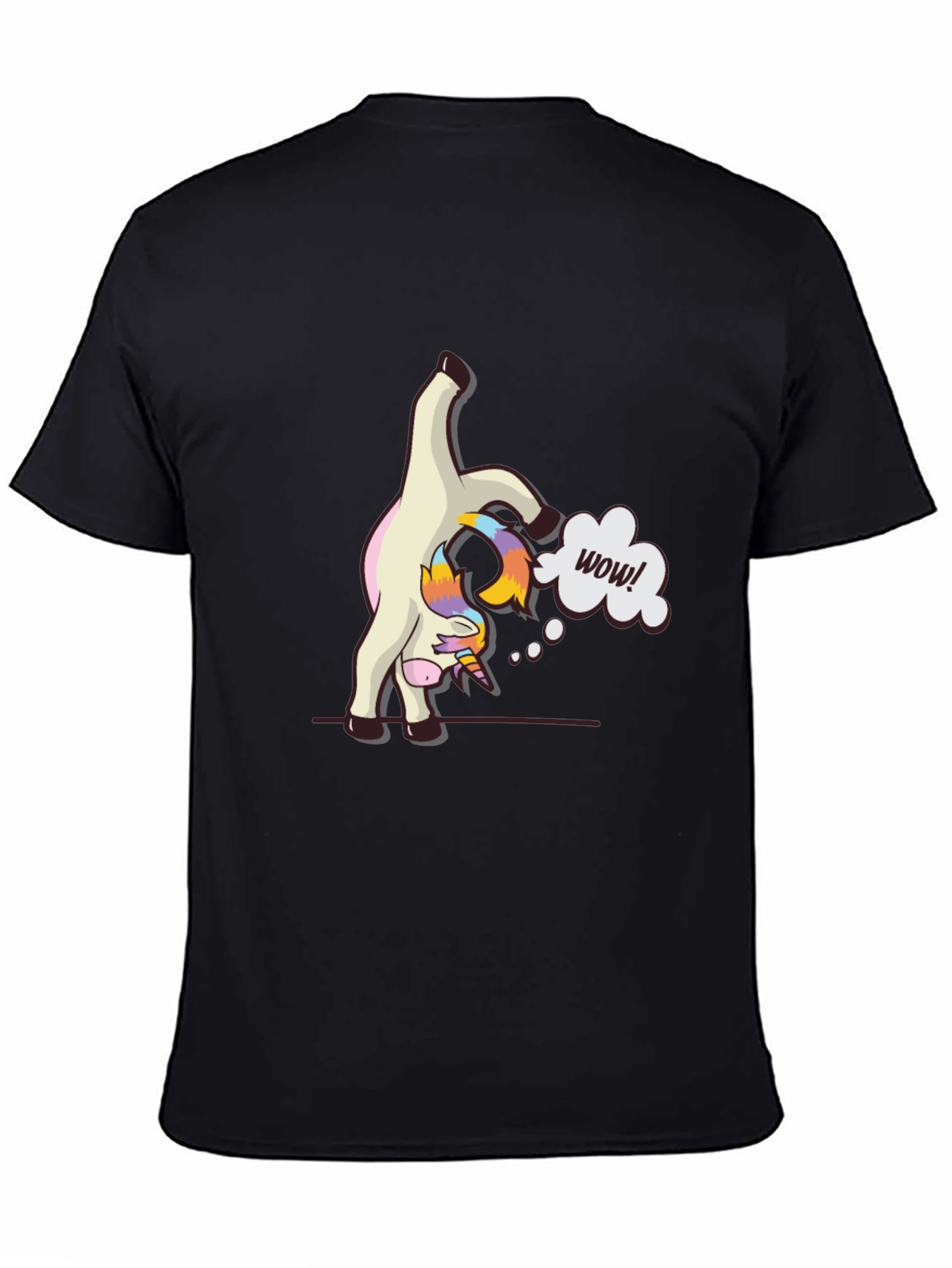 Black Funny Unicorn Yoga Pose Black T-Shirt view 4