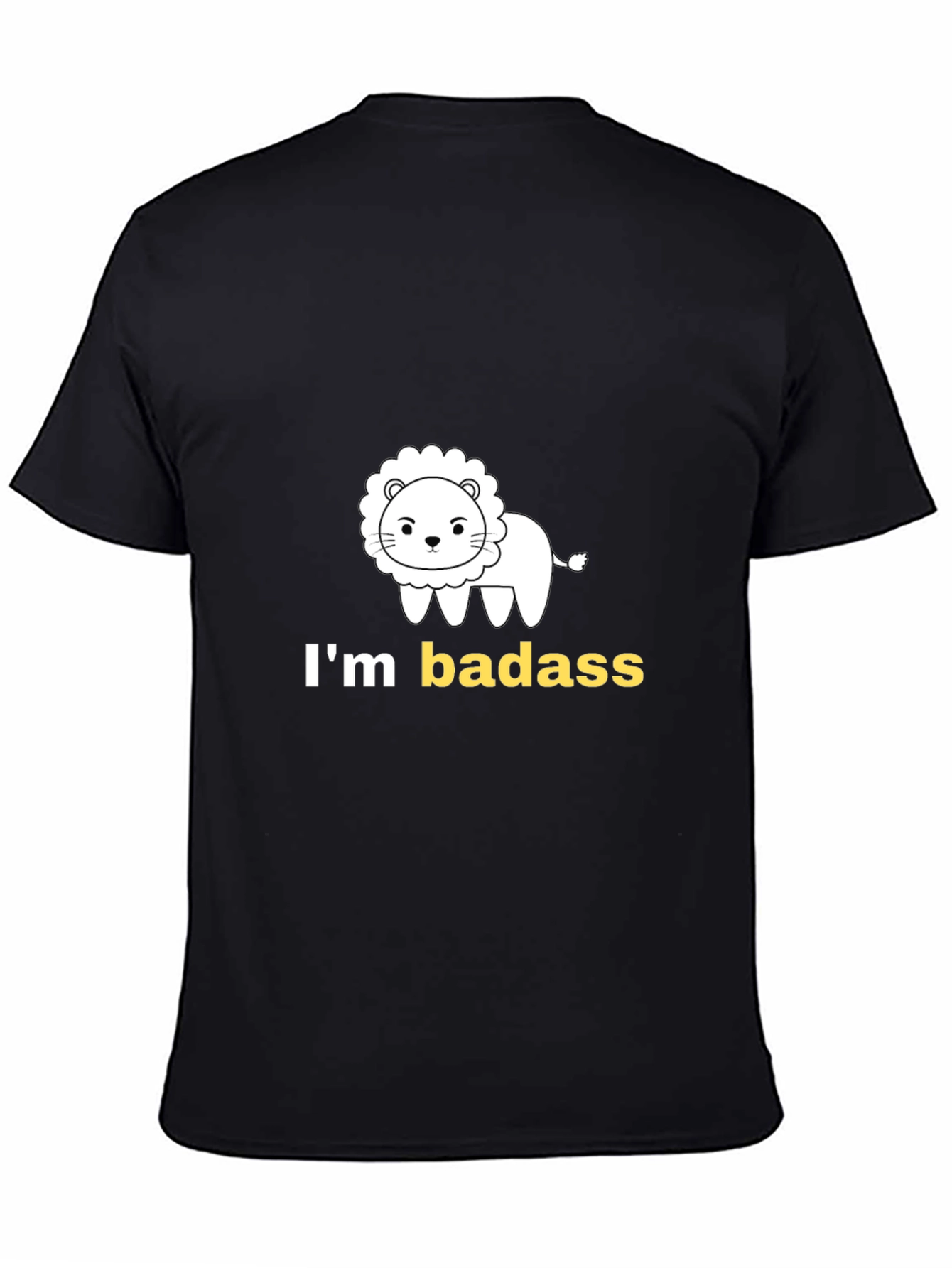 Black I'm Badass Lion Graphic Tee - Black Cotton T-Shirt view 4