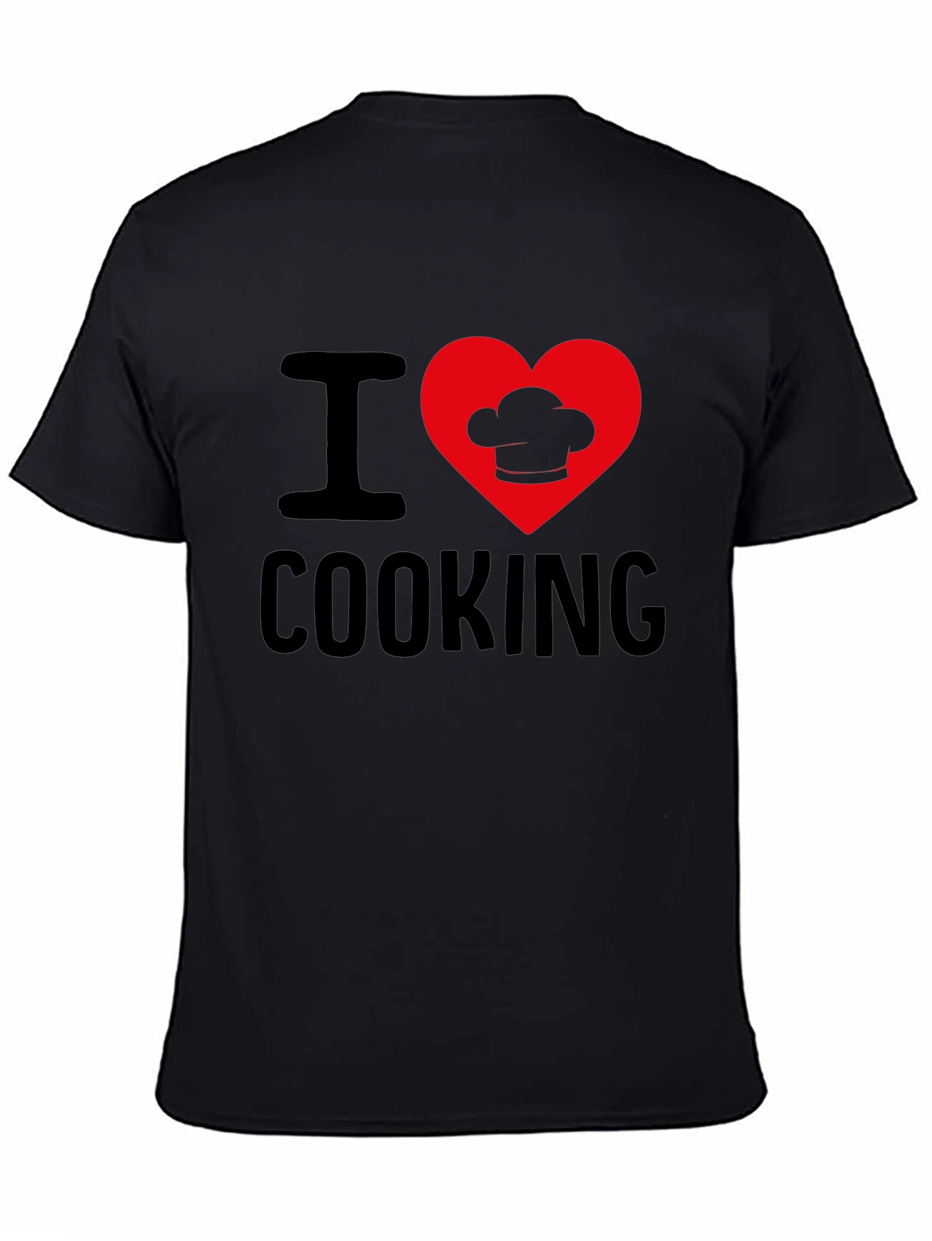 Black I Heart Cooking T-Shirt, Chef's Hat Design view 4