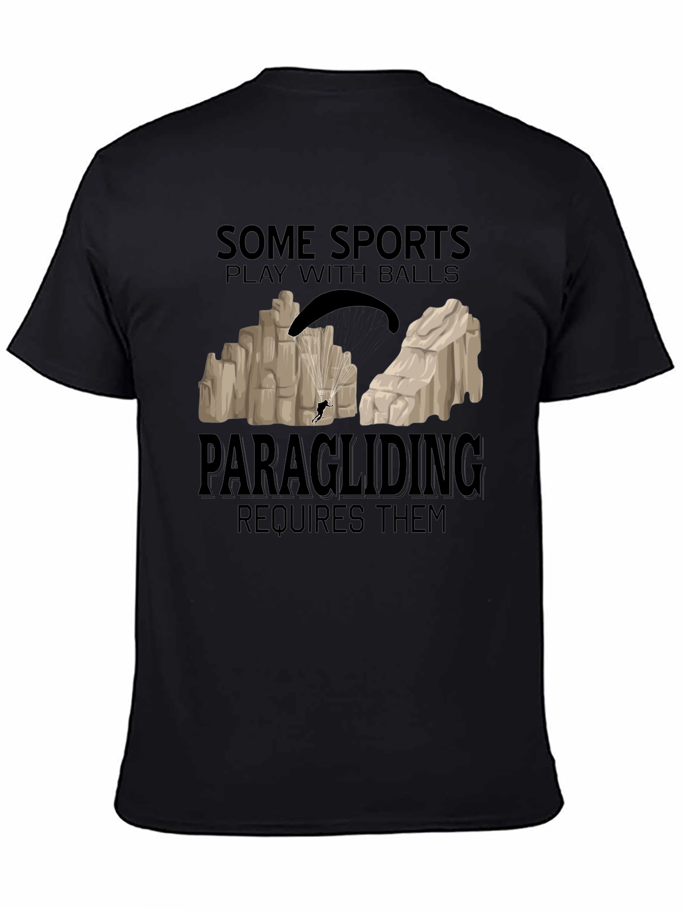 Black Paragliding Requires Balls Graphic Tee view 4