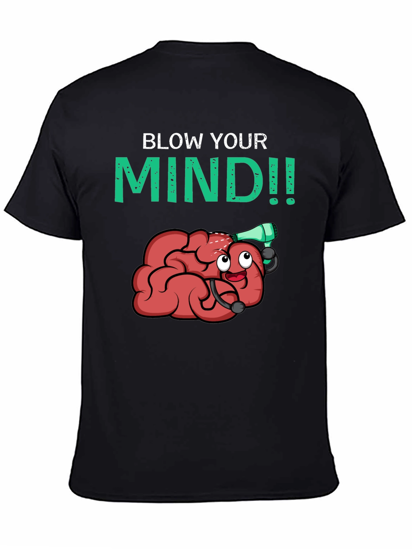 Black Blow Your Mind T-Shirt - Funny Brain Cartoon Tee view 4
