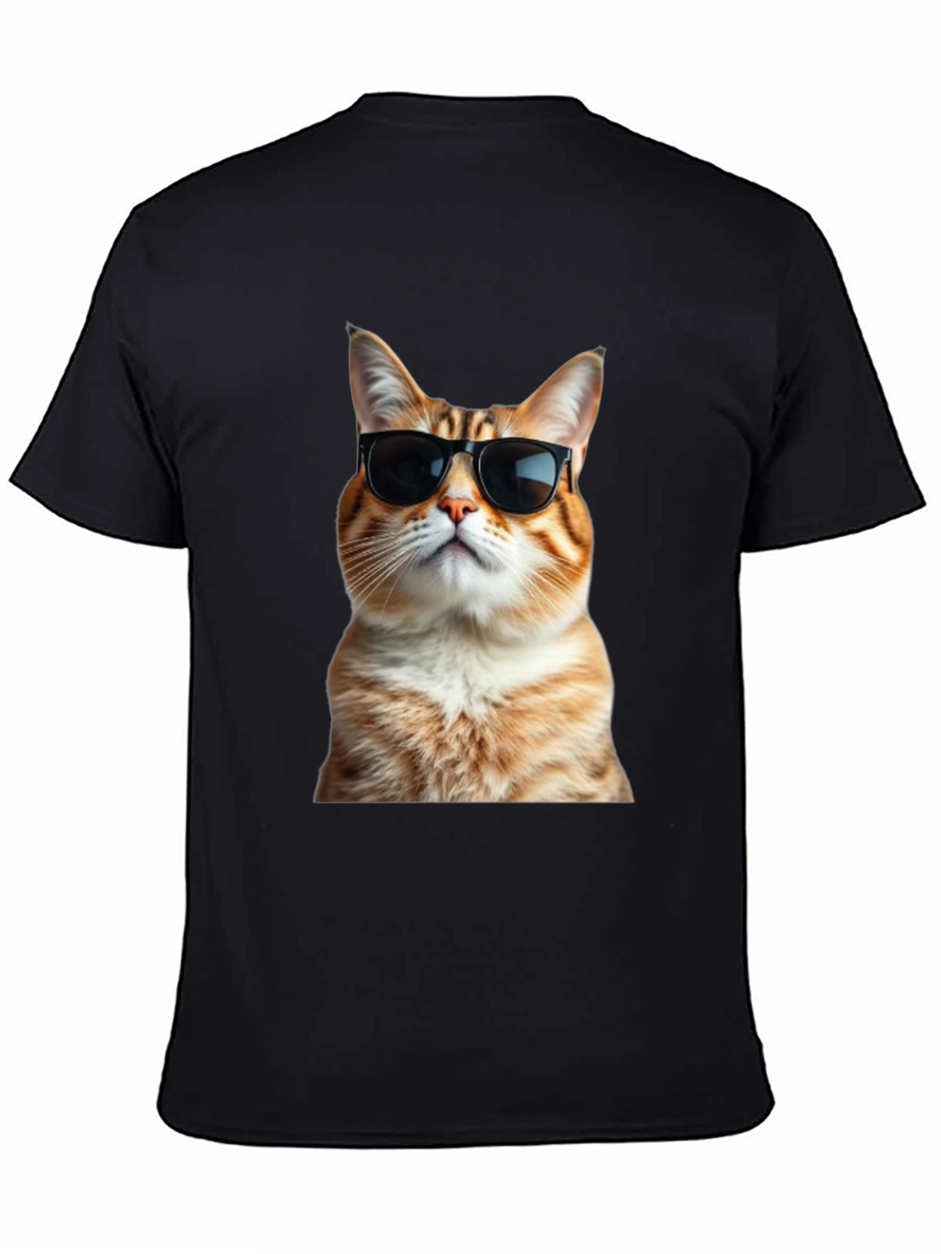 Black Cool Cat T-Shirt - Black Cotton Tee view 4