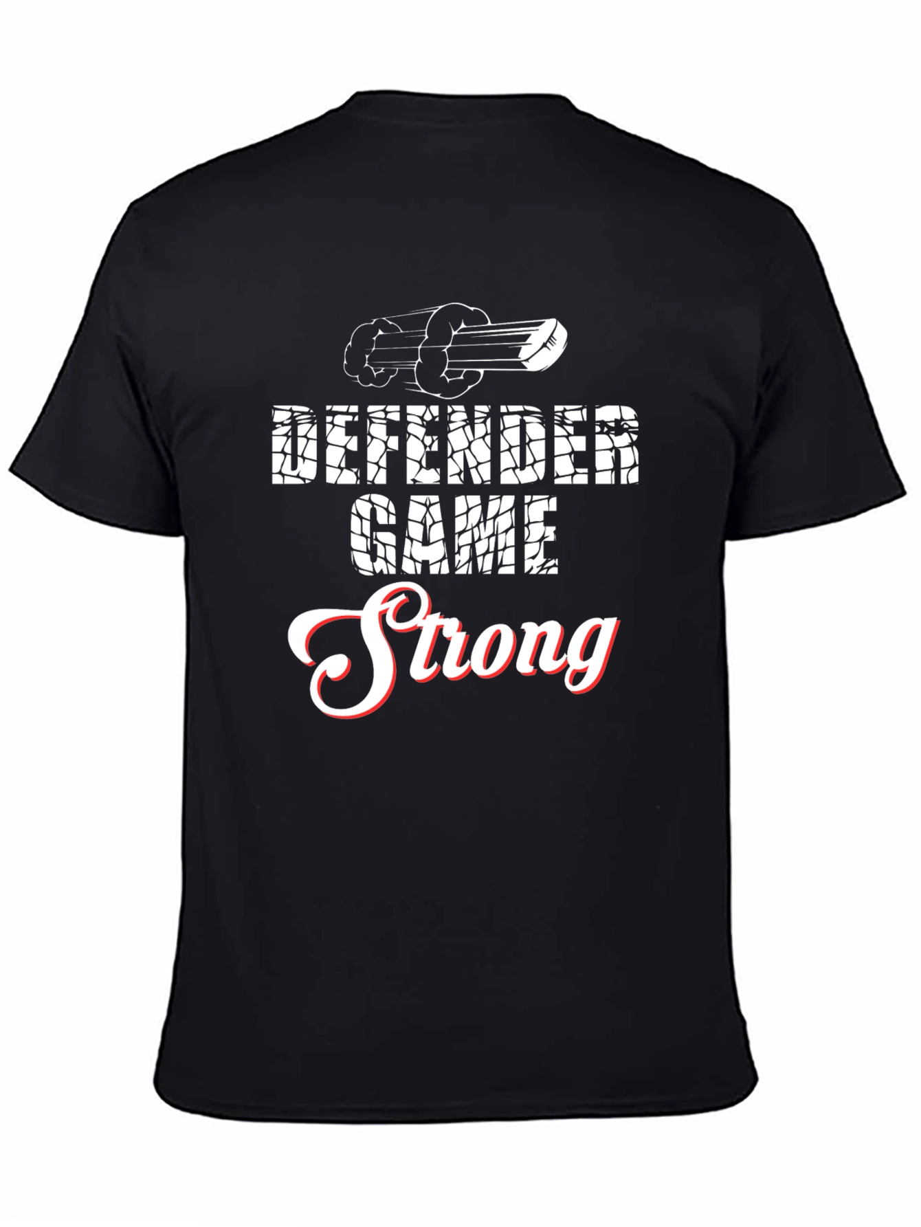 Black Defender Game Strong T-Shirt view 4