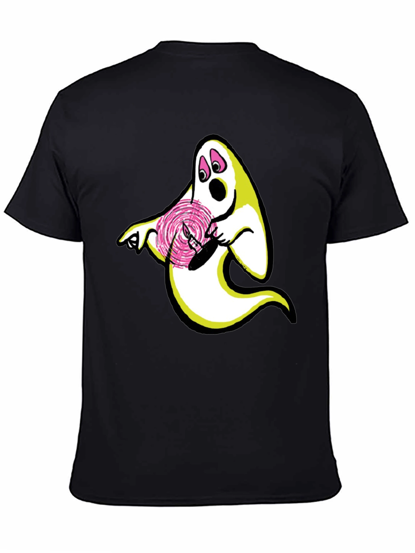 Black Ghost Lollipop Graphic Black T-Shirt view 4