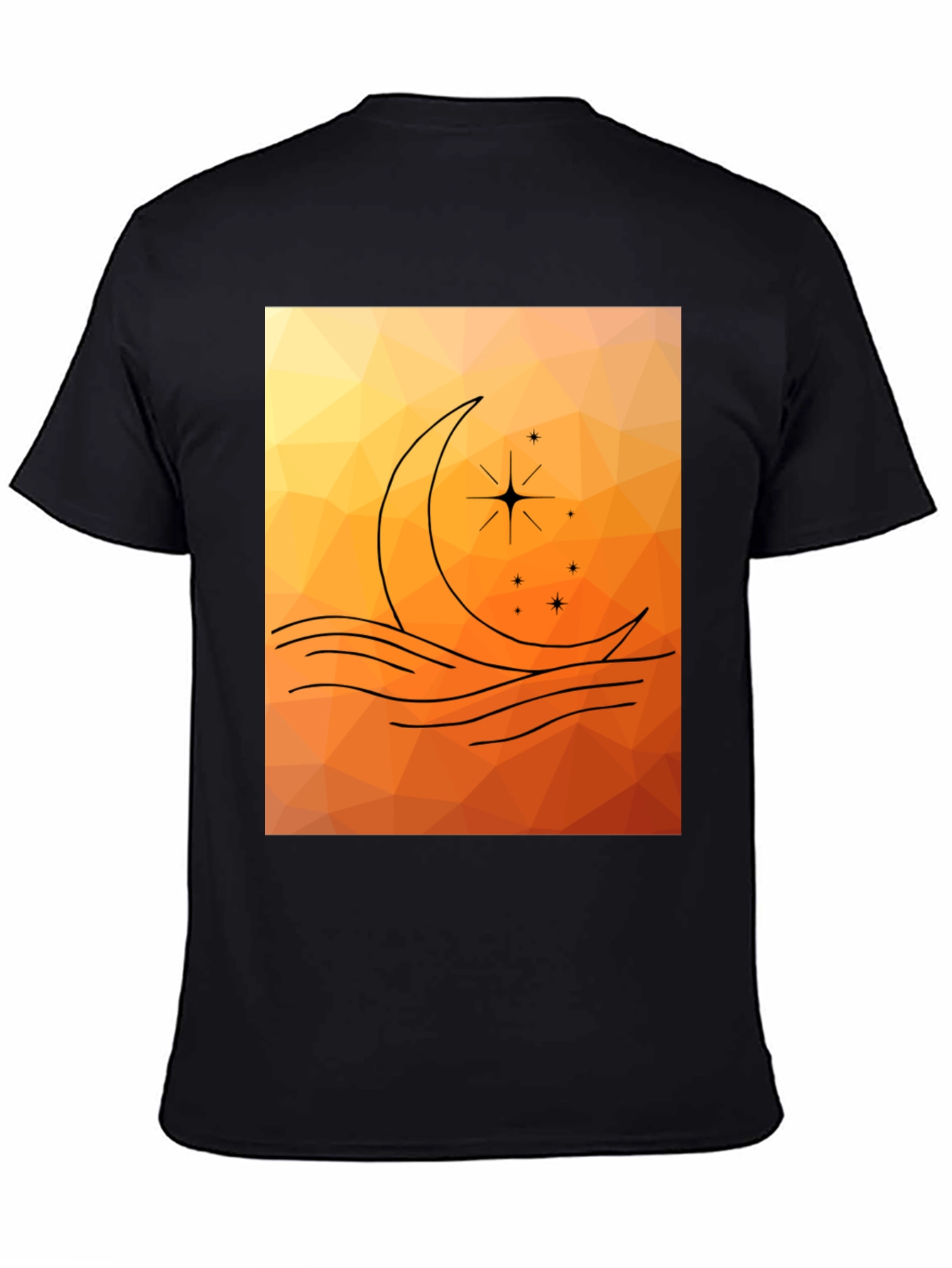 Black Geometric Moon & Stars Graphic Tee view 4