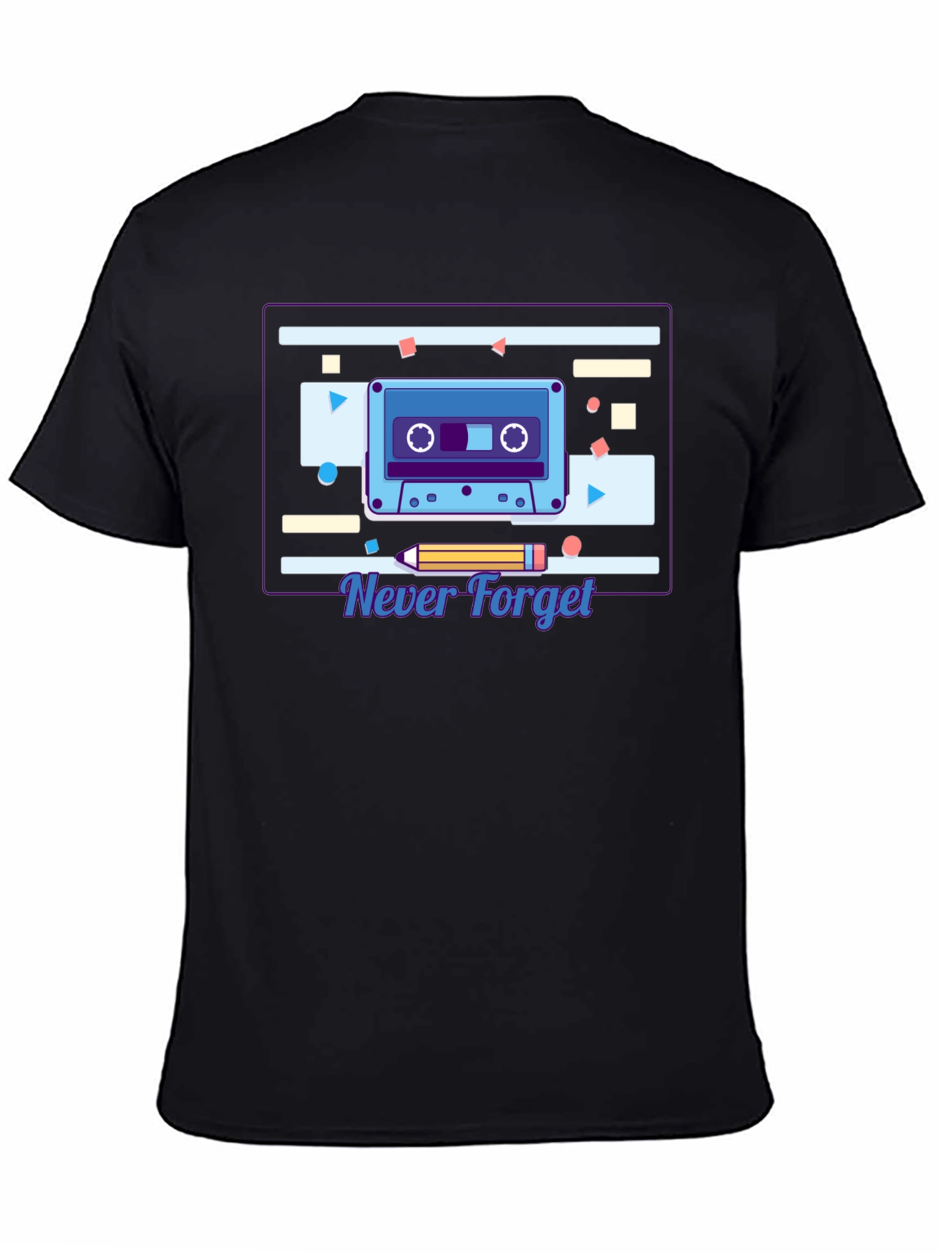 Black Retro Cassette Tape Graphic T-Shirt - Never Forget view 4