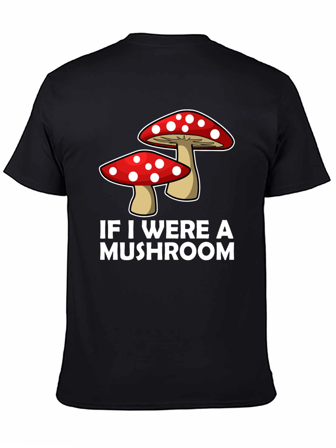 Black Mushroom Graphic Tee - Funny Men's Crew Neck T-Shirt view 4