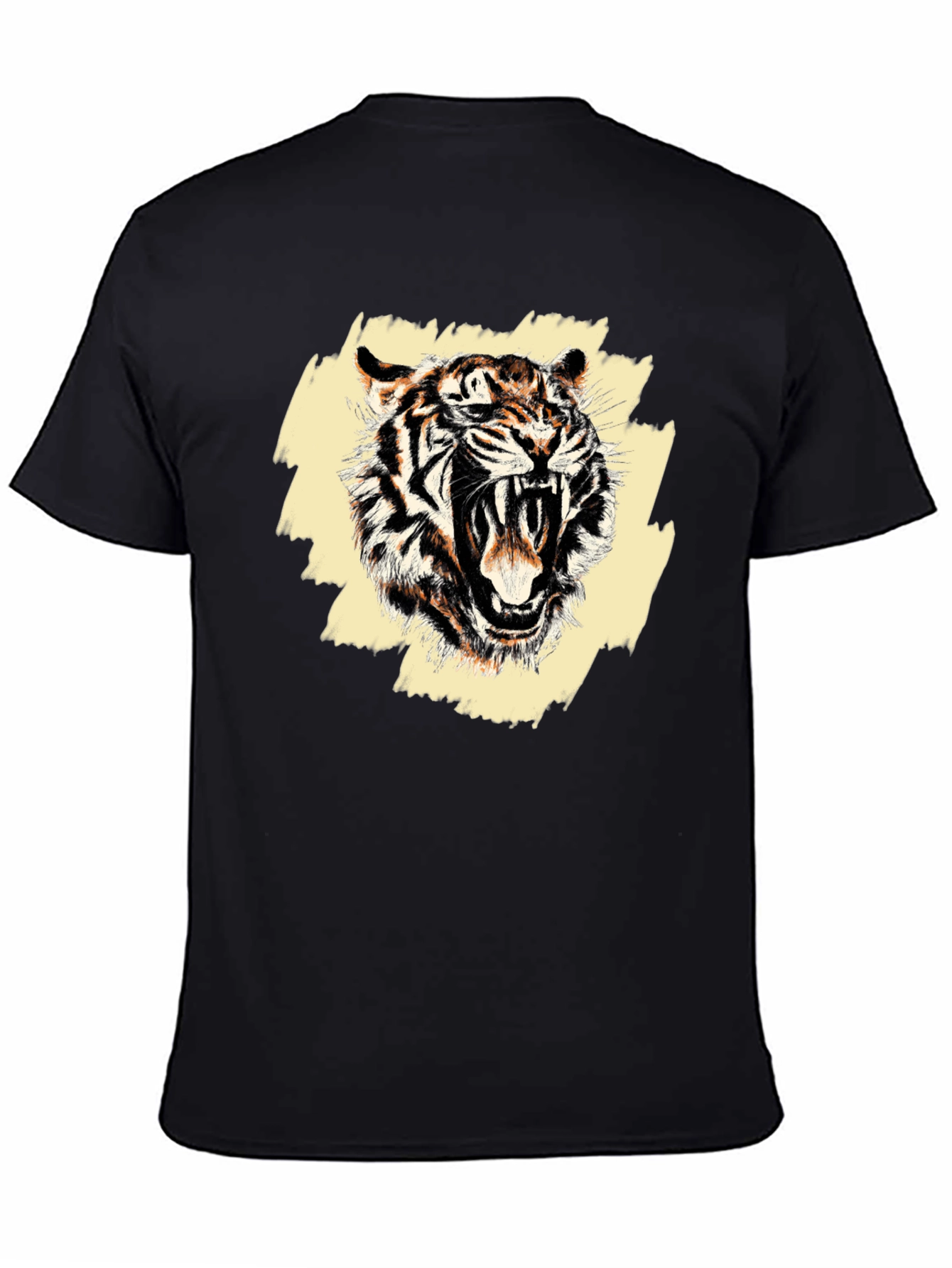 Black Roaring Tiger Graphic Tee - Men's Black T-Shirt view 4