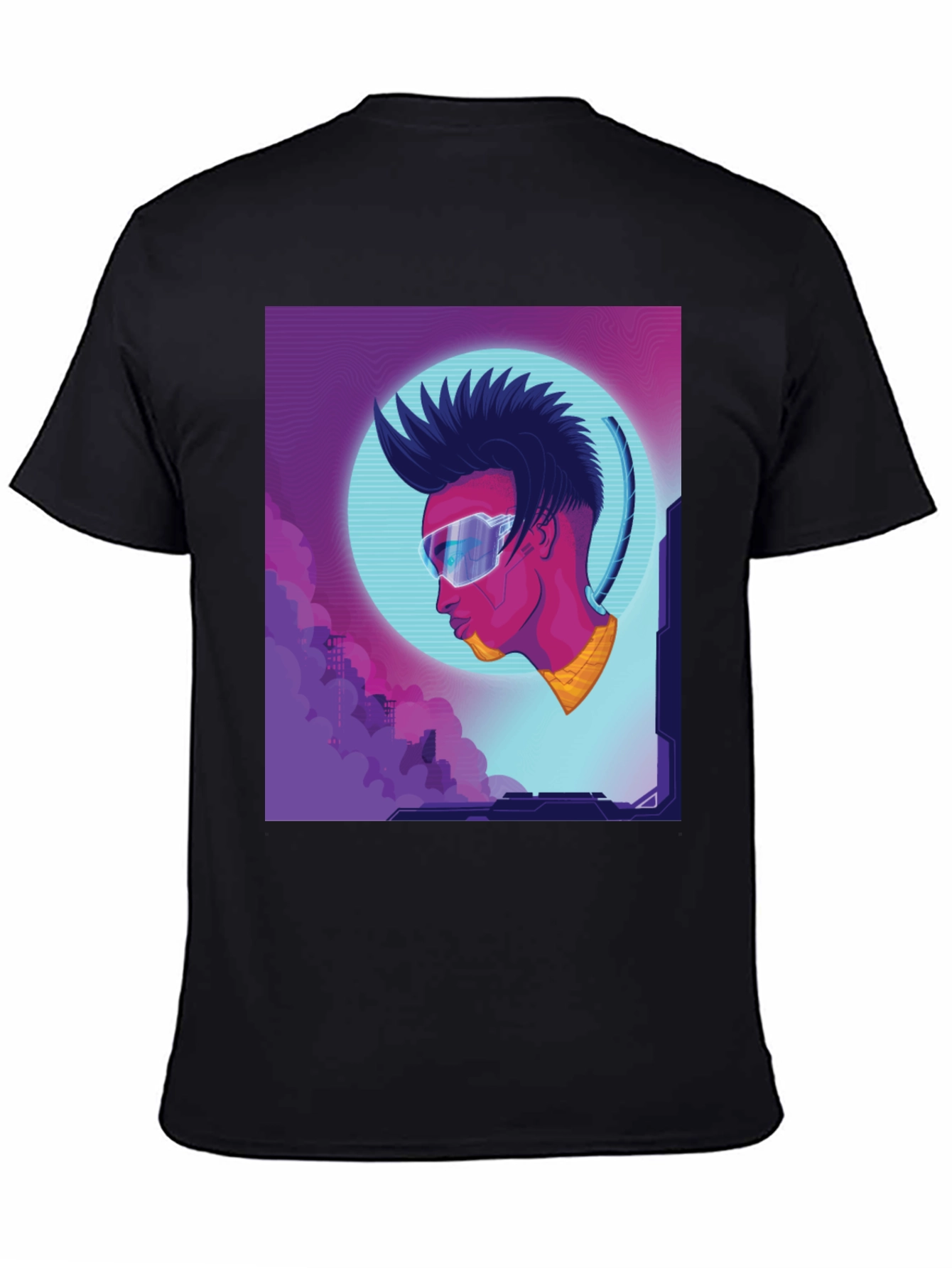 Black Cyberpunk T-Shirt - Futuristic Style view 4