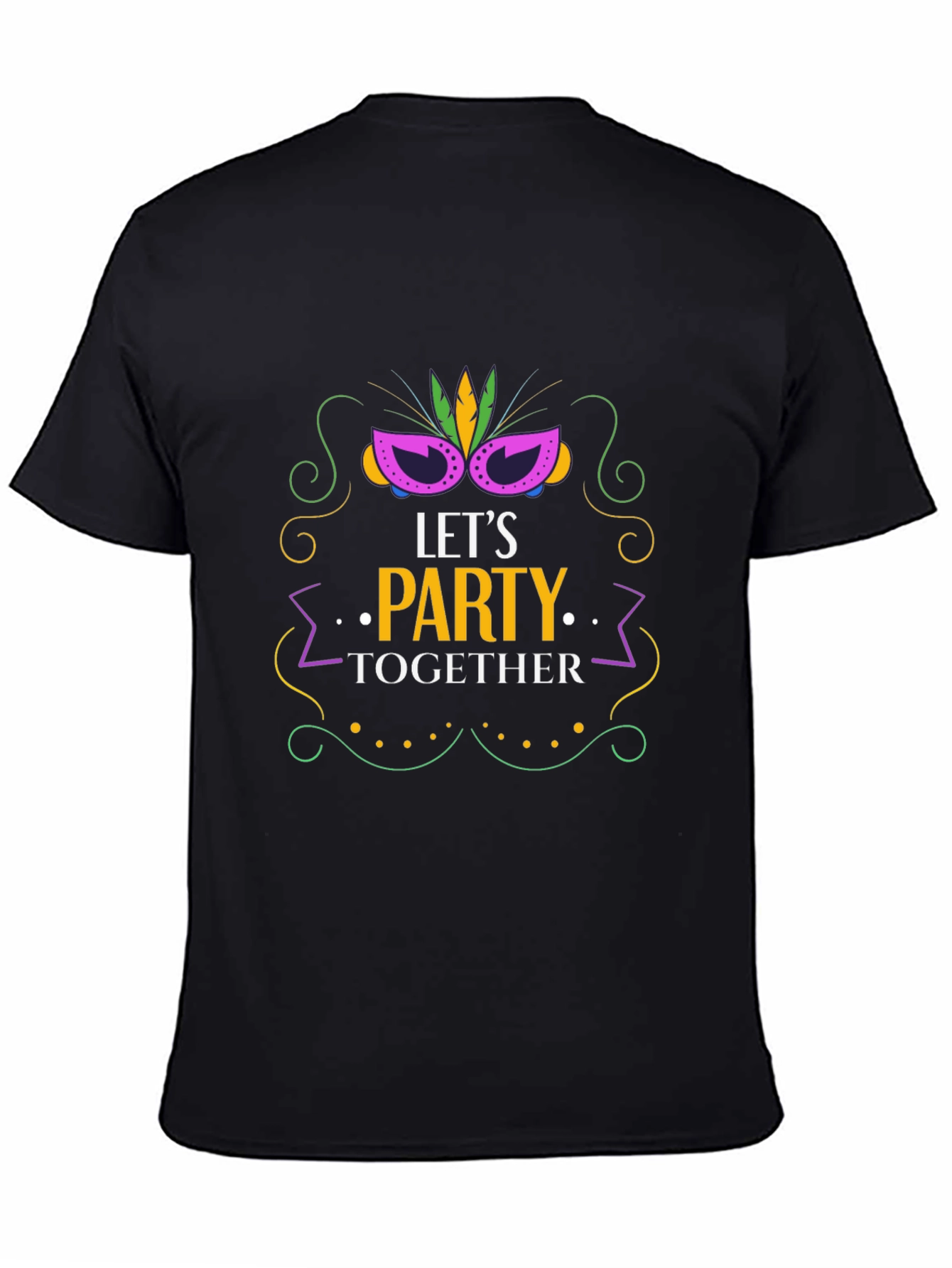 Let's Party Together Black Graphic Tee - 4