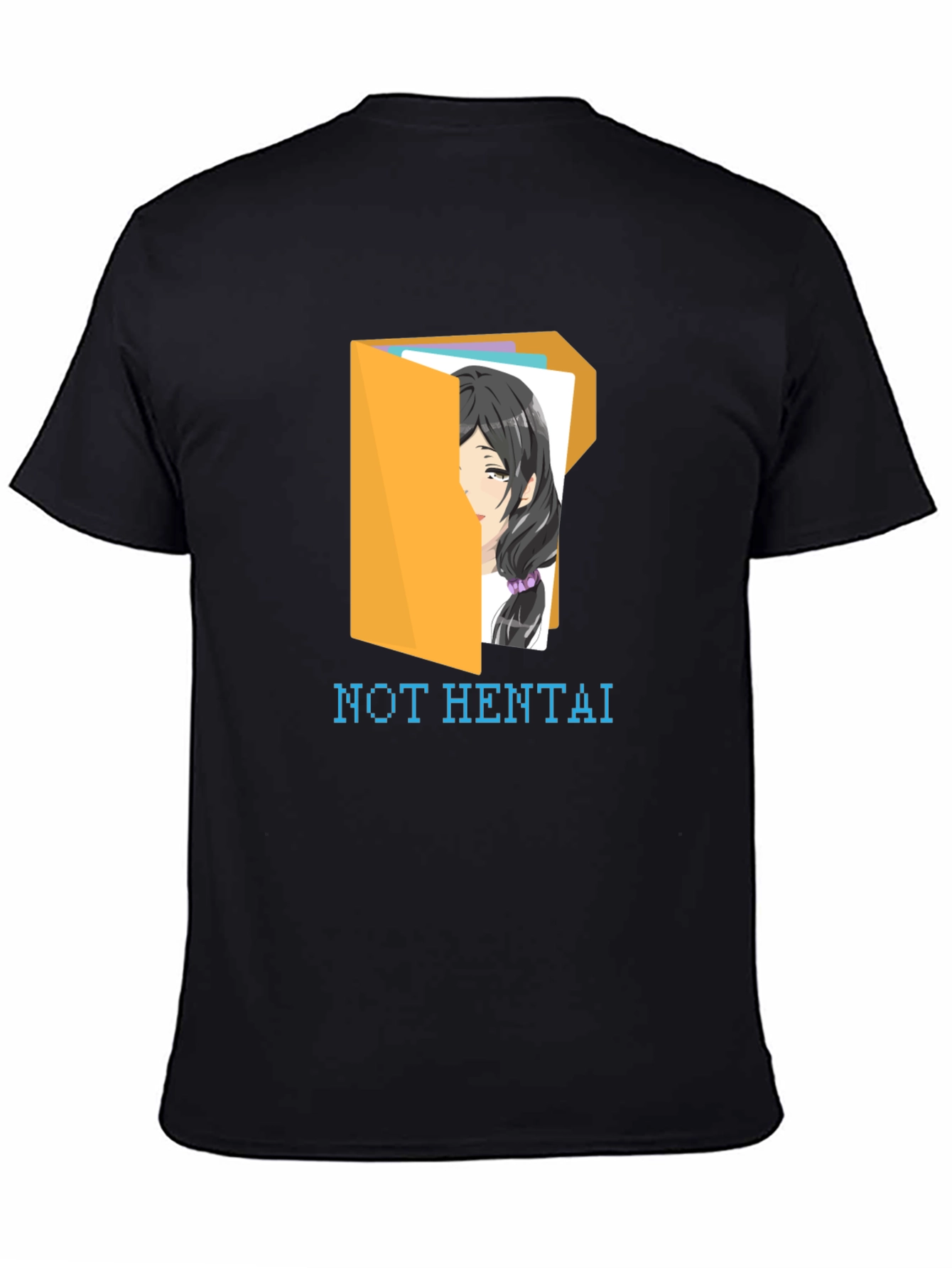 Black Not Hentai T-Shirt - Anime Folder Design view 4
