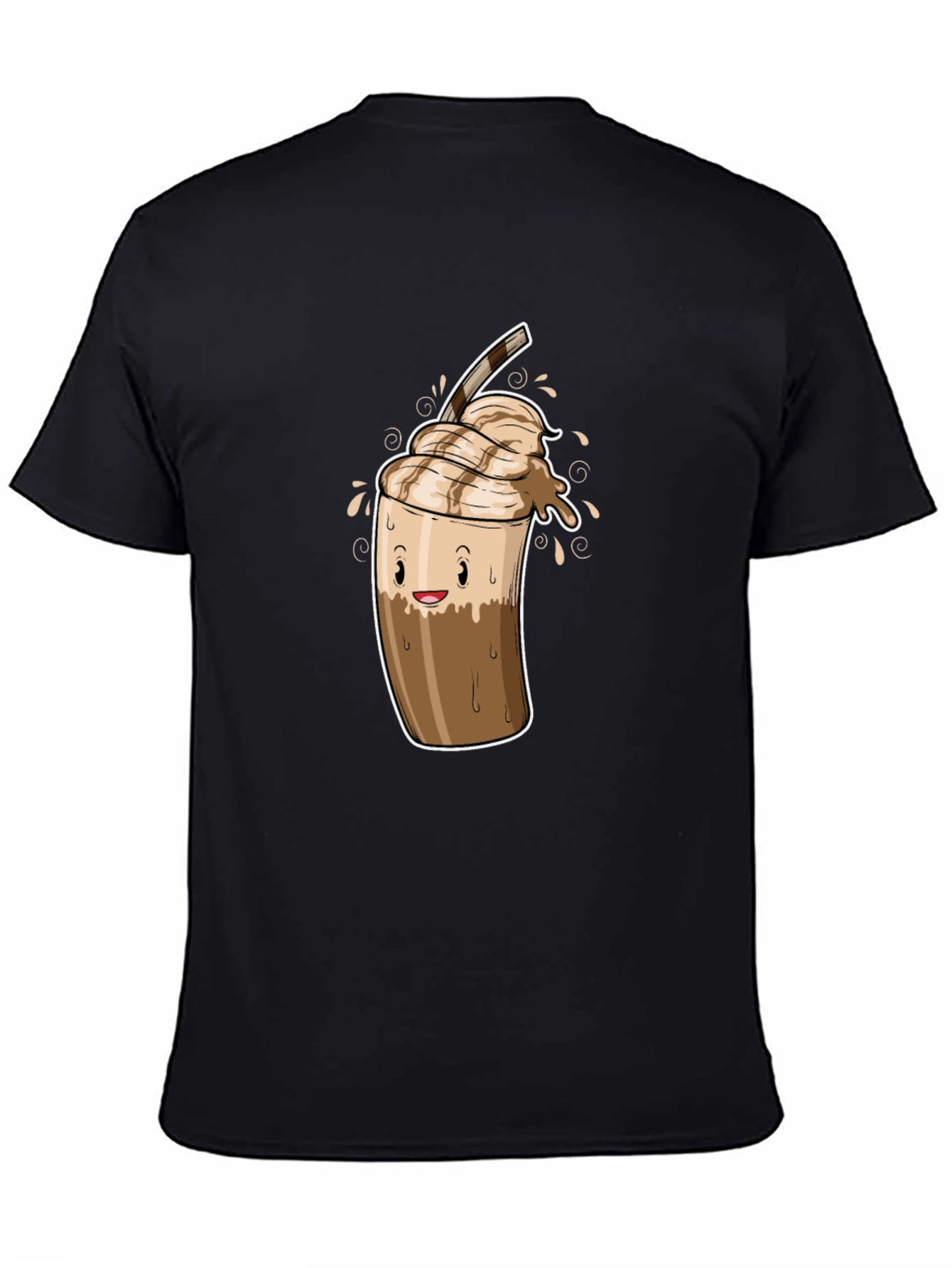 Black Cool Coffee Cartoon Graphic Black T-Shirt view 4