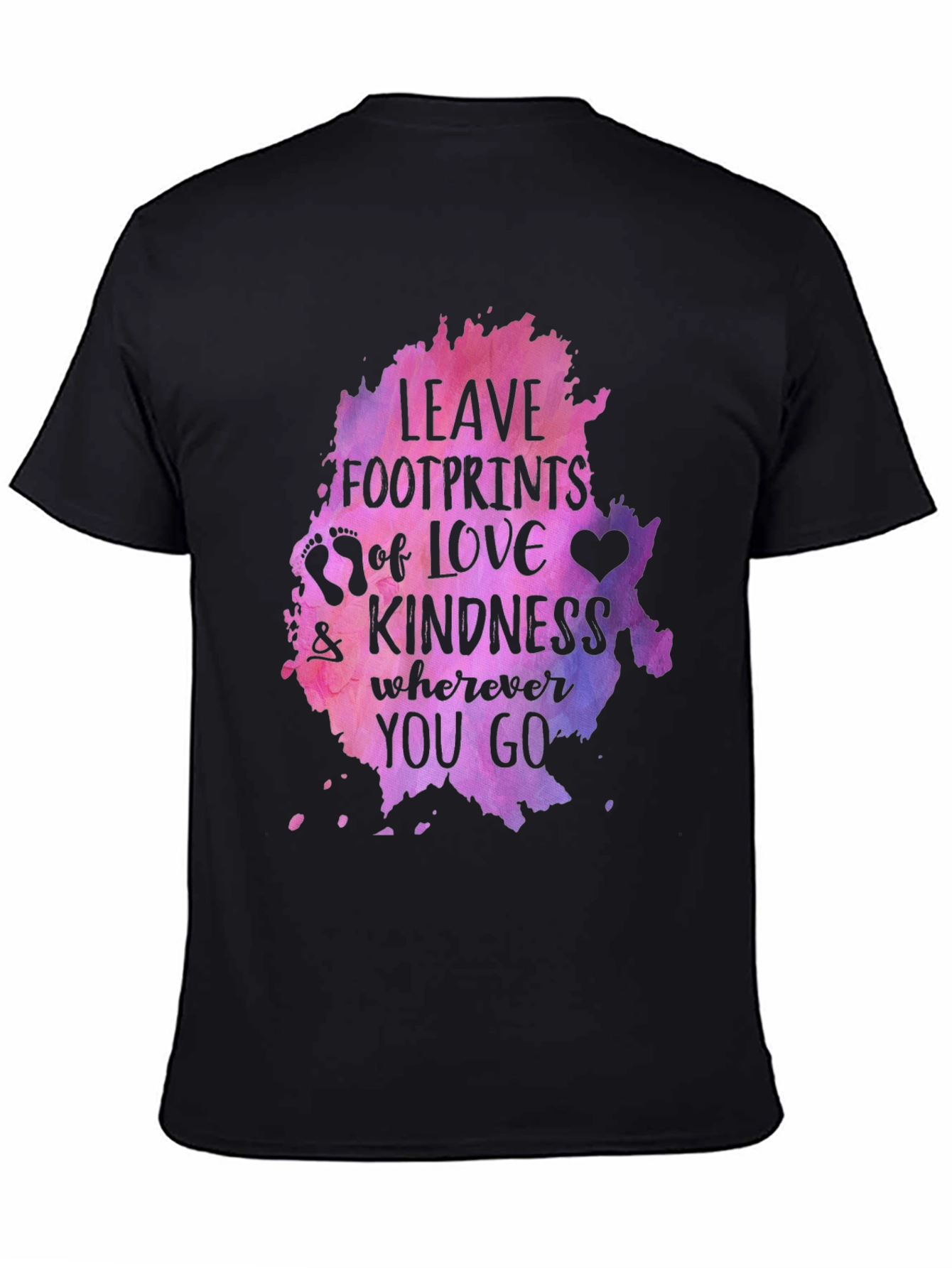 Black Leave Footprints of Love Kindness Graphic Tee - Black view 4
