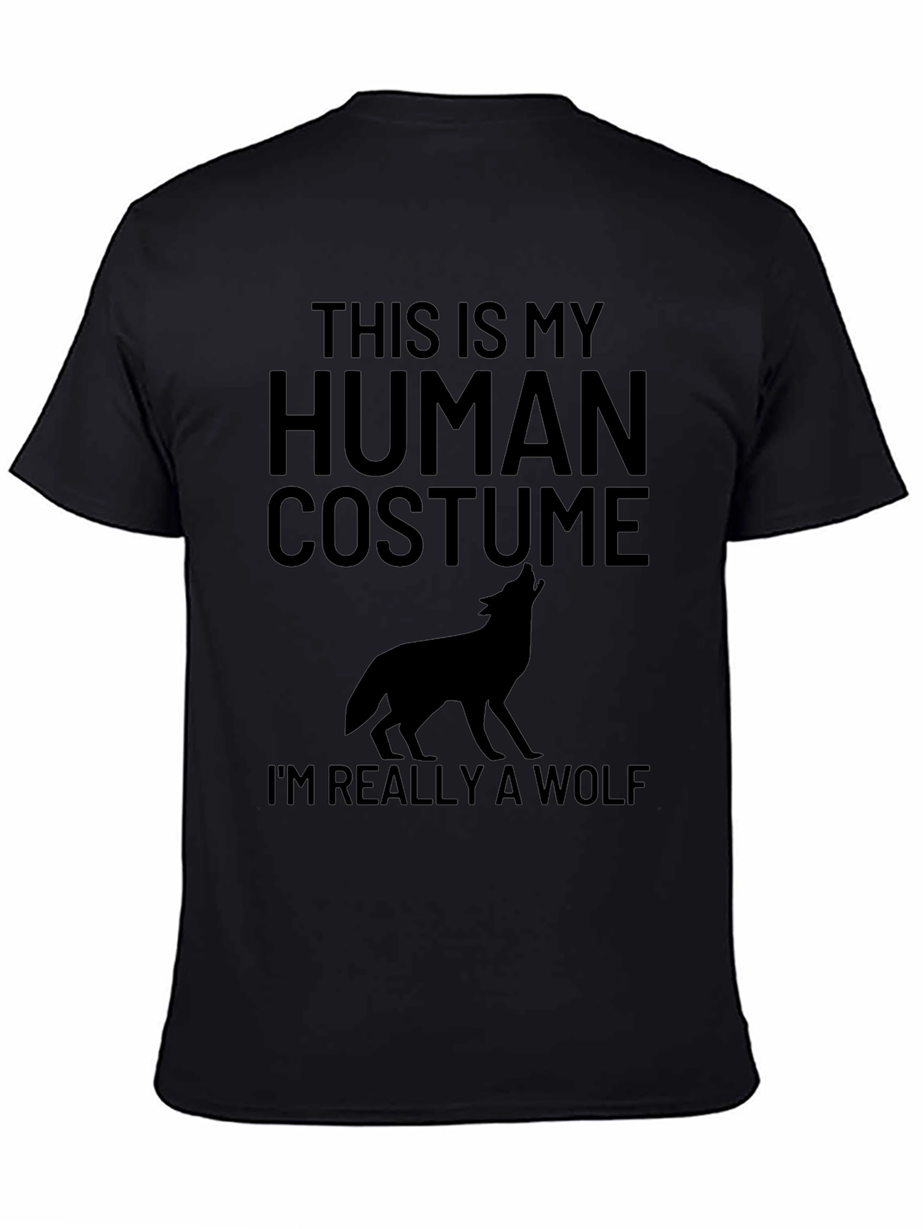Black Human Costume Wolf T-Shirt - Fun Halloween Tee view 4